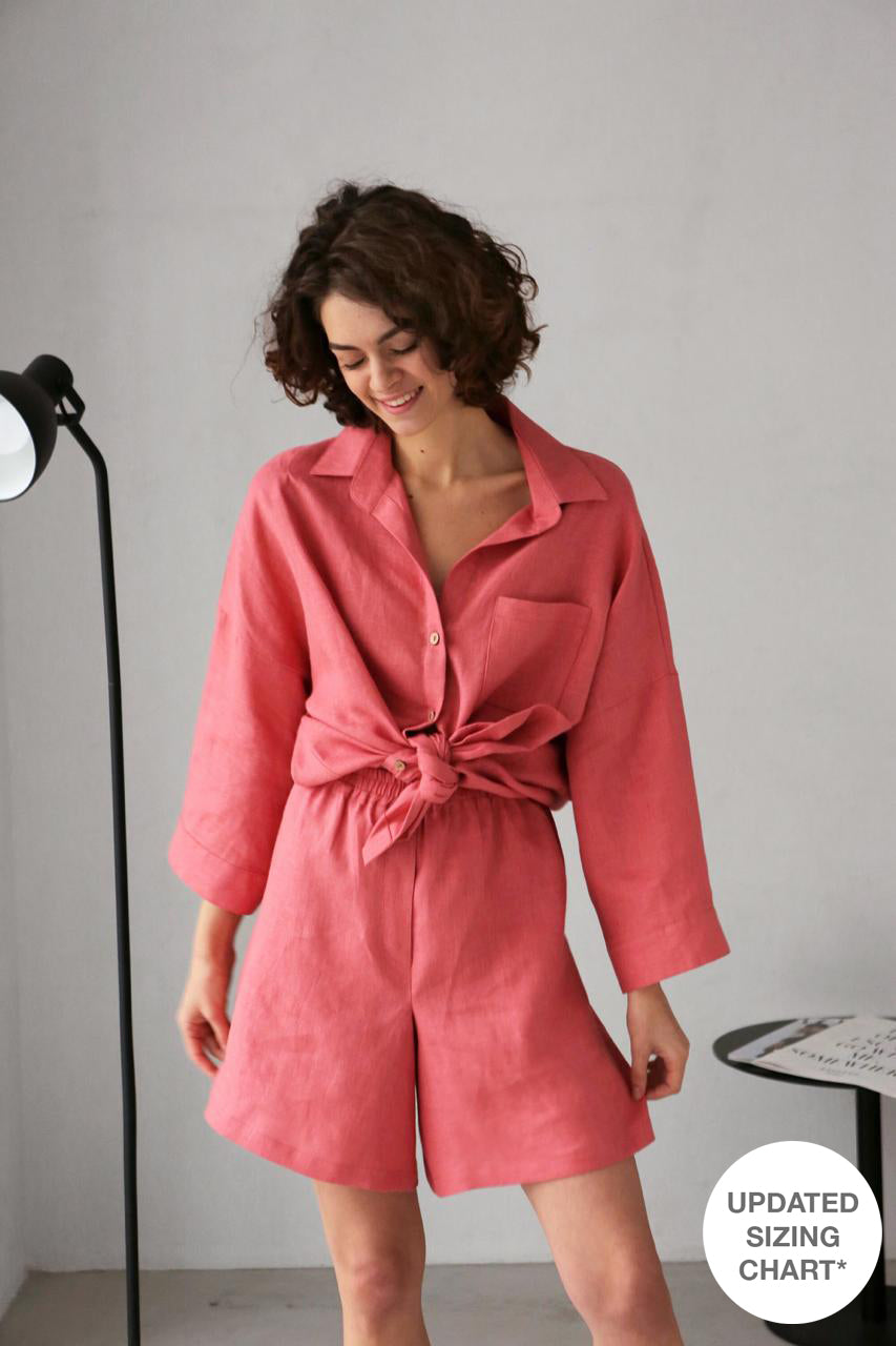 Women’s Linen Shorts BELLA in Peach