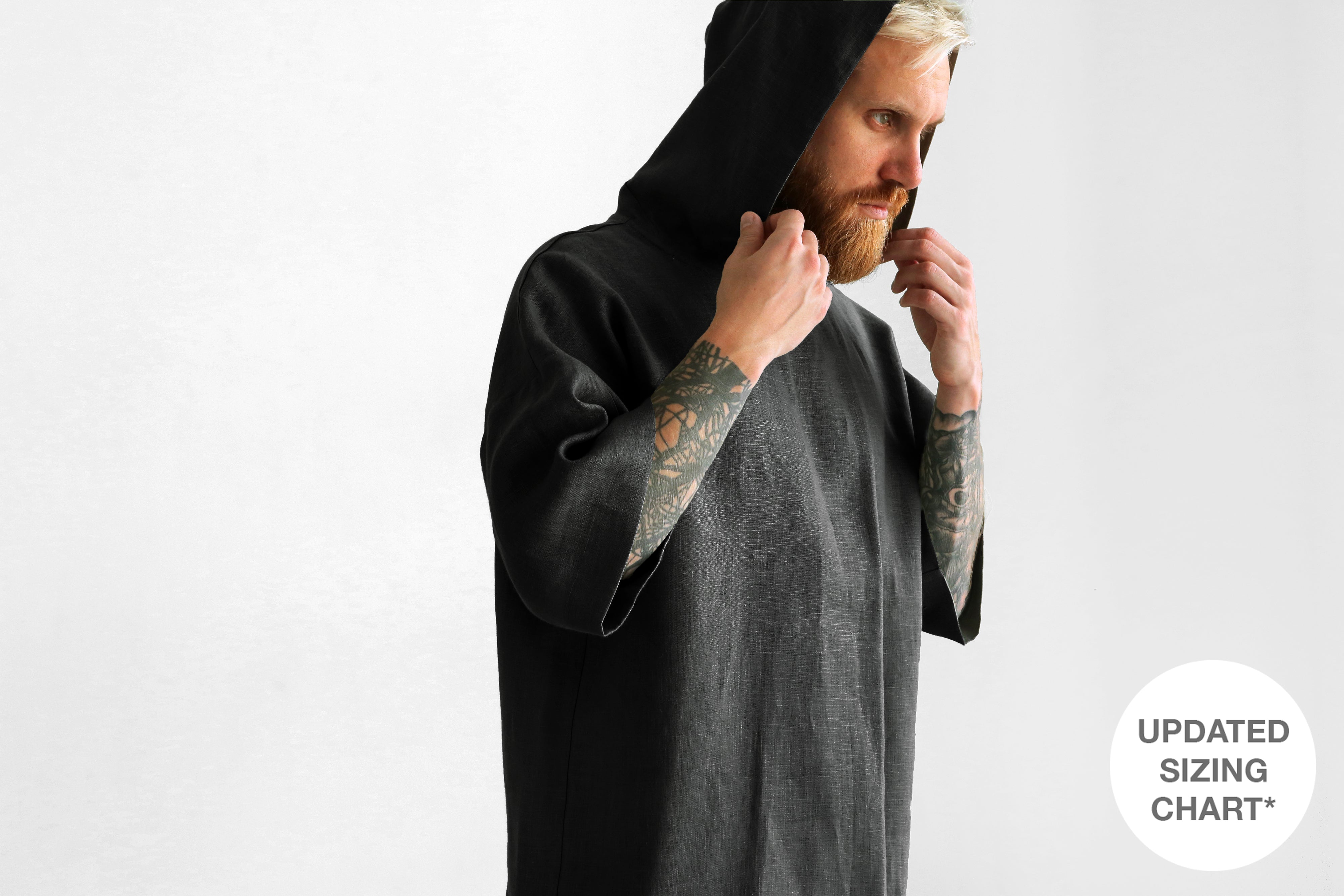Linen Hooded T-shirt SHOBU in Black