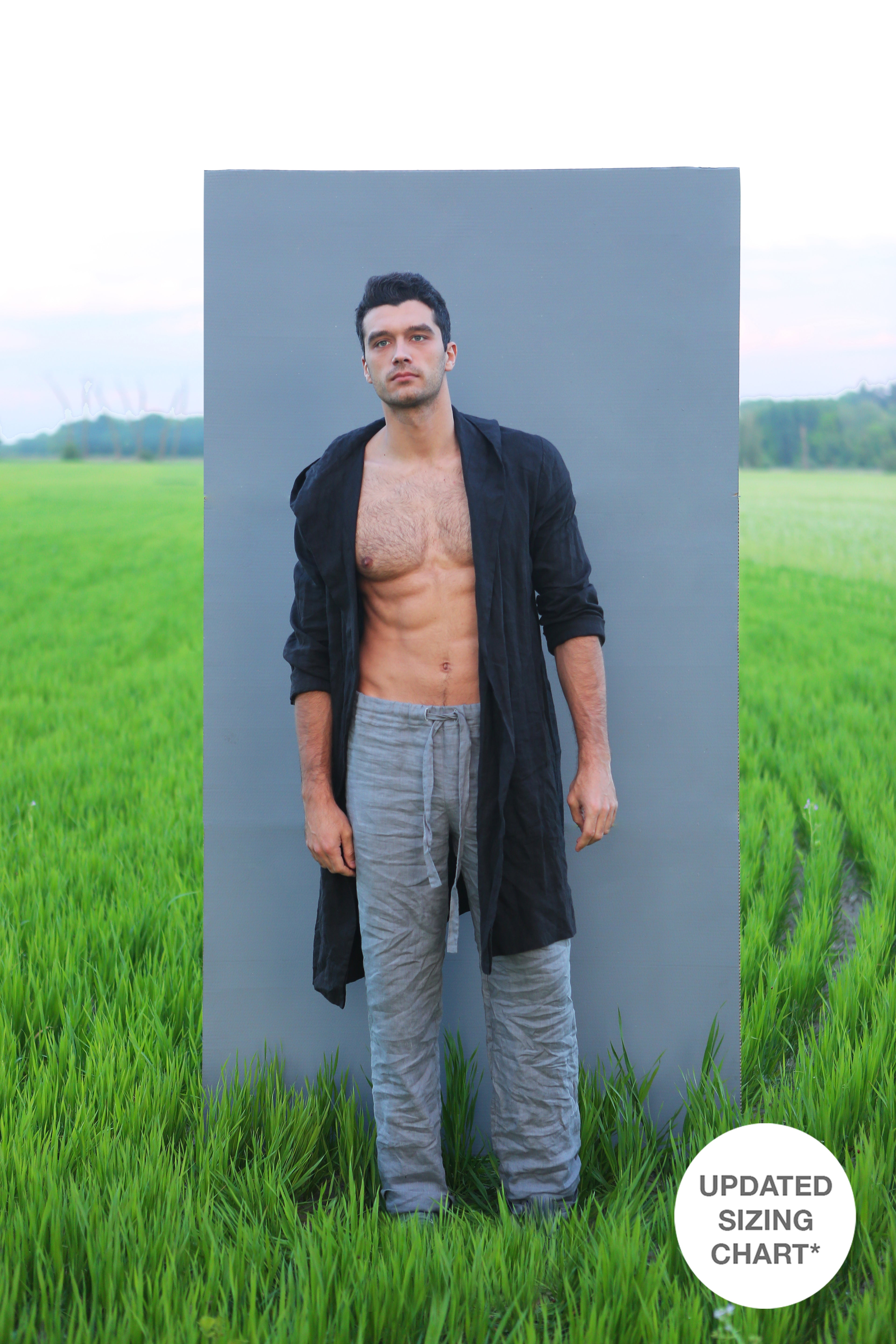 Men’s Straight Leg Linen Pants ASH in Light grey