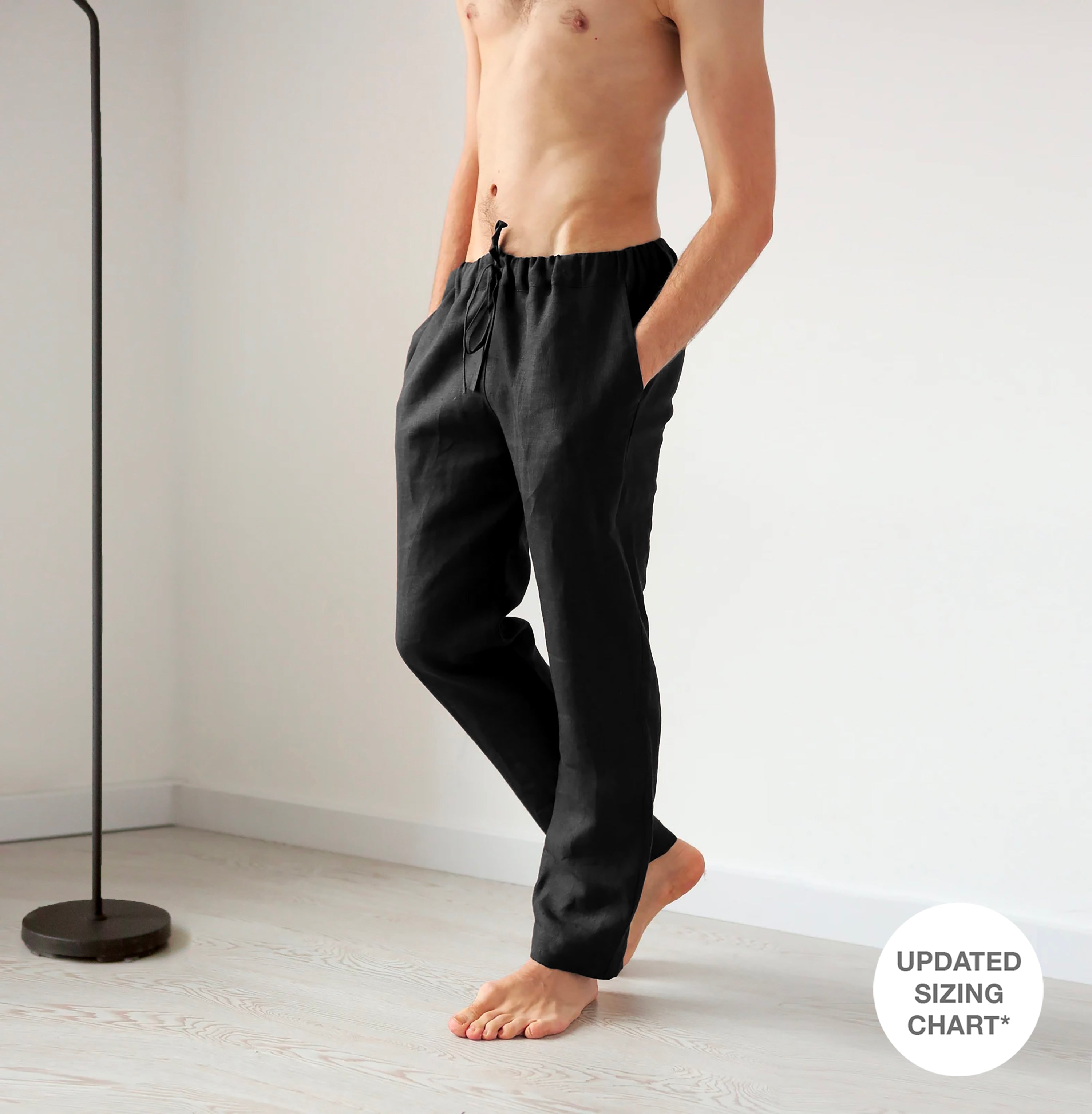 Men’s Straight Leg Linen Pants ASH in Black