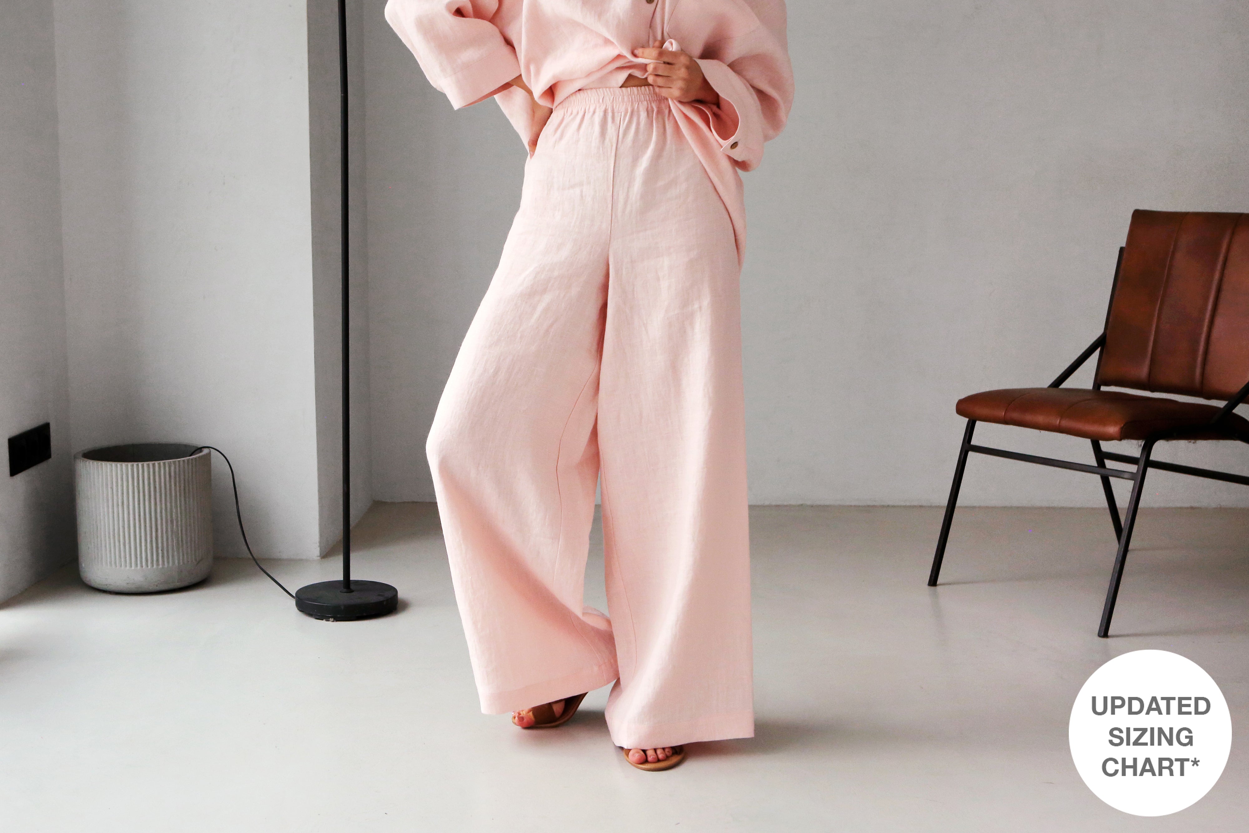 Wide-Leg Linen Pants ACAI in Light pink