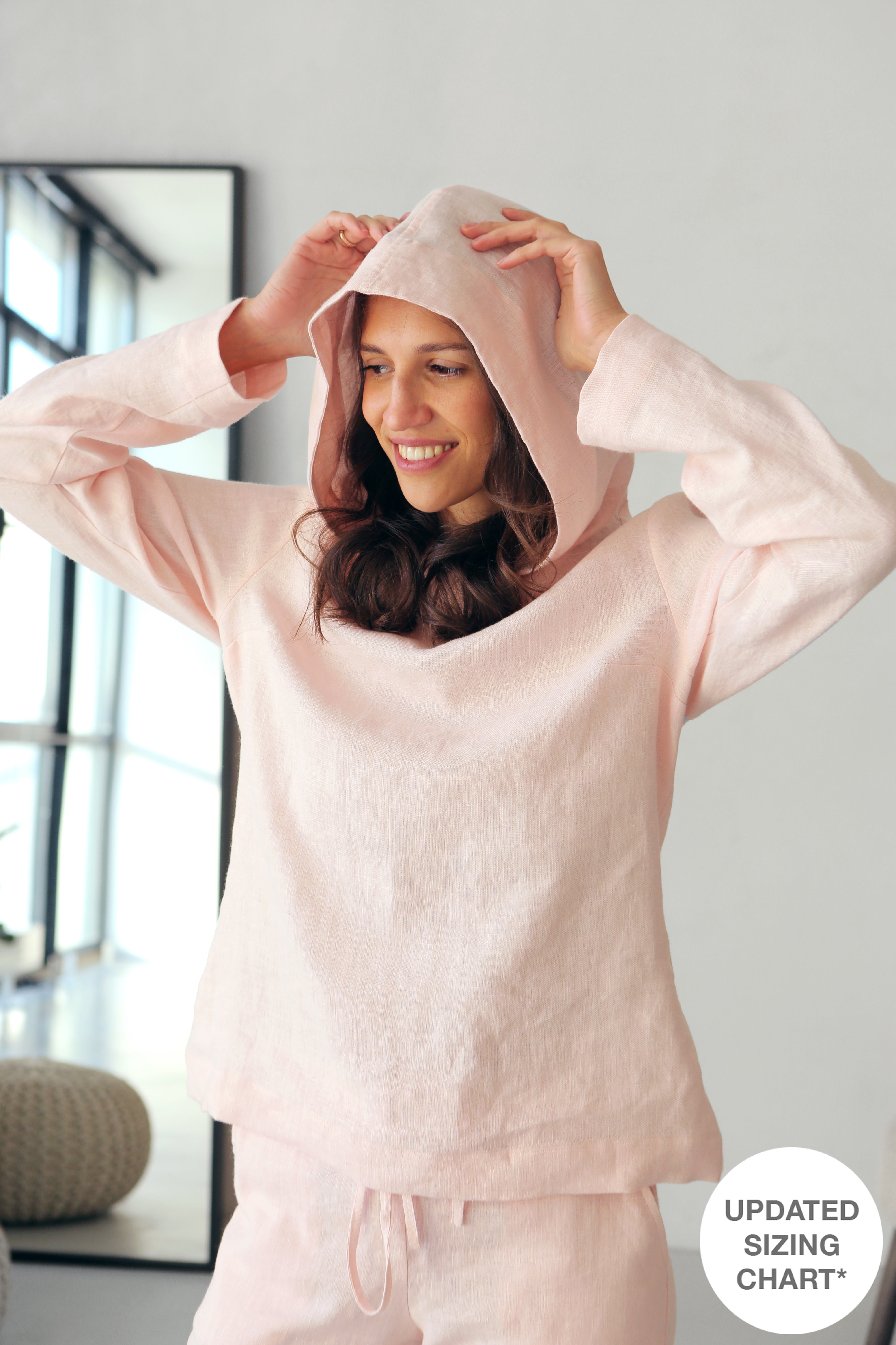 Women’s Linen Hoodie ALTHEA in Light pink