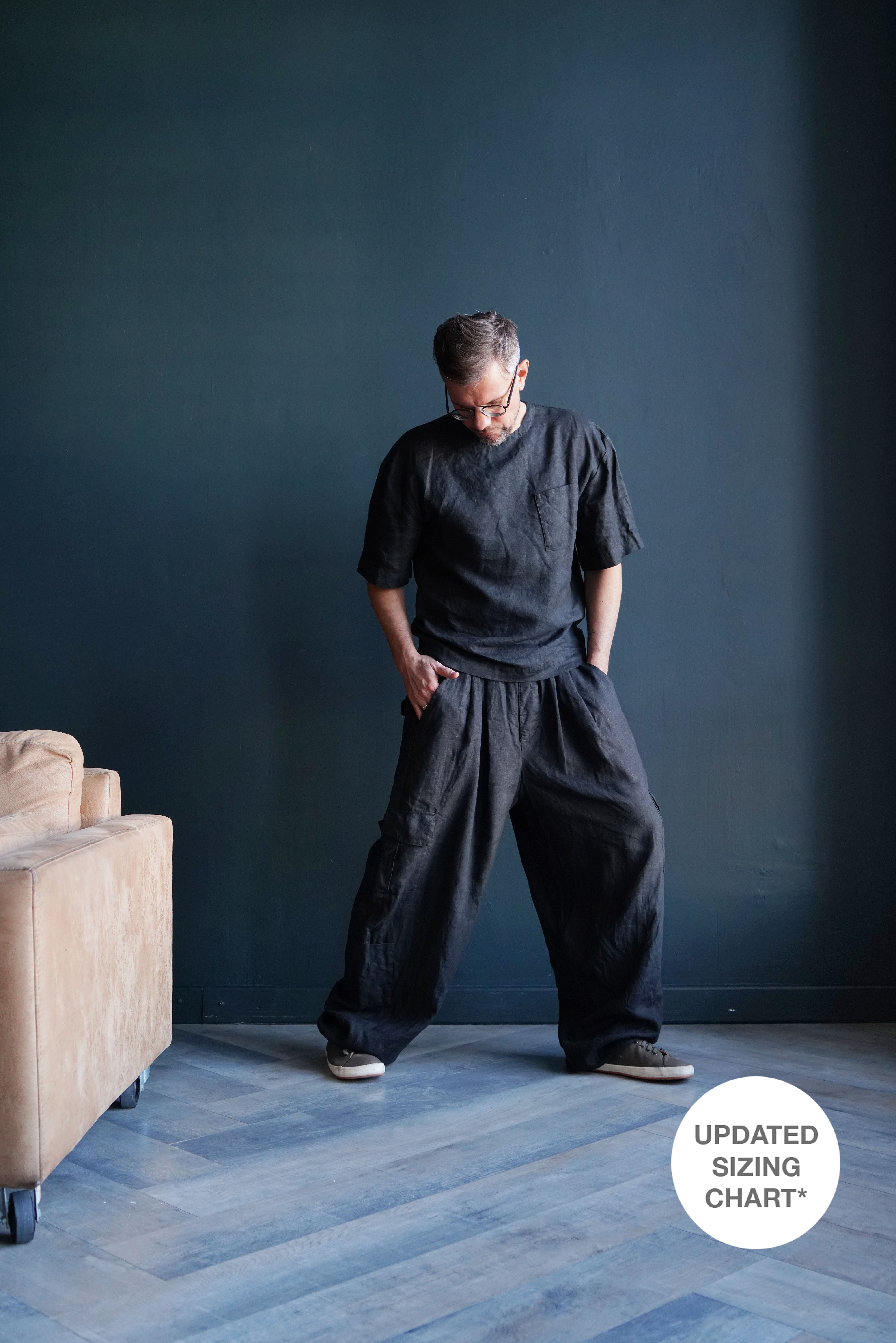Harem Linen Pants ANDO in Black