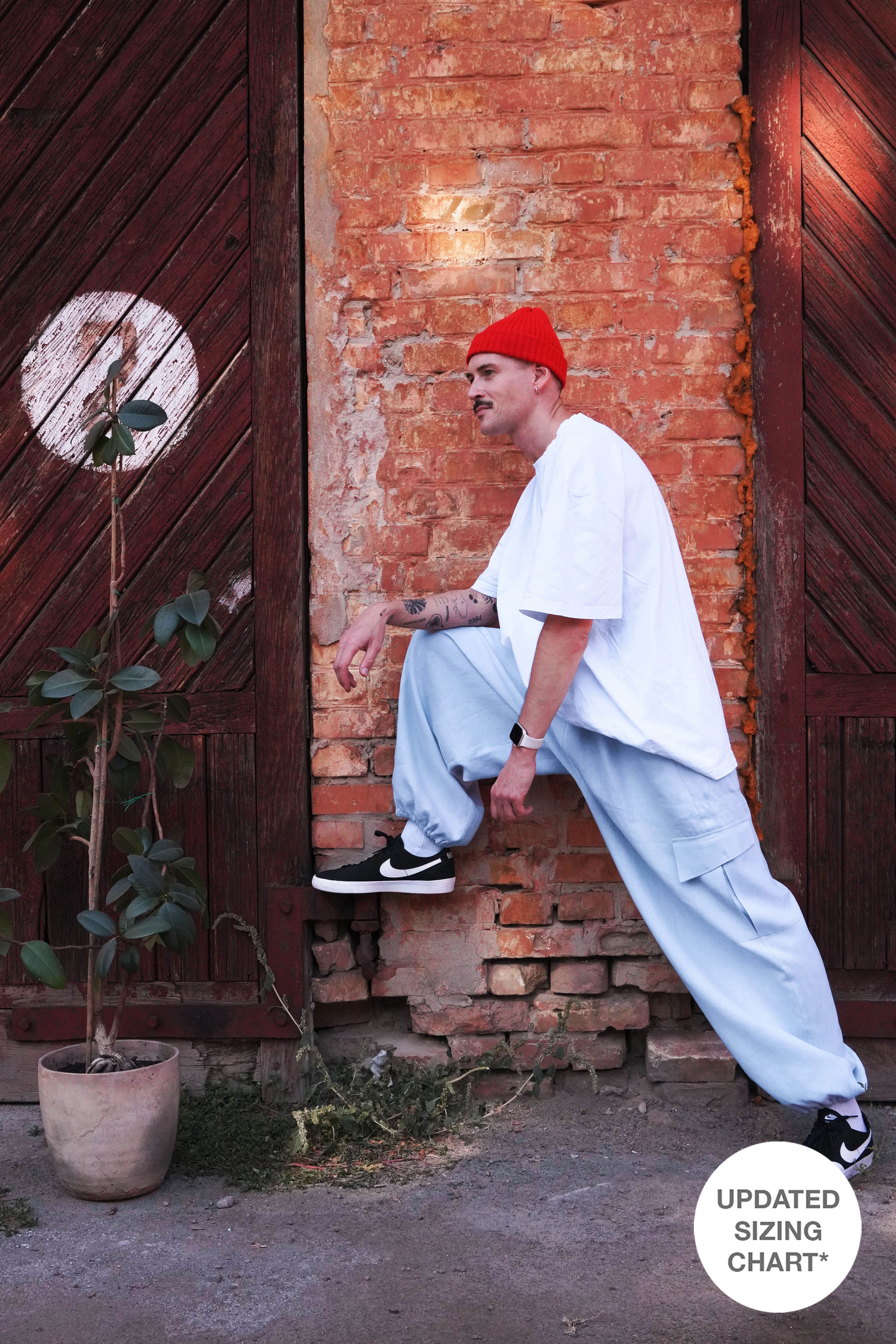 Harem Linen Pants ANDO in Light blue