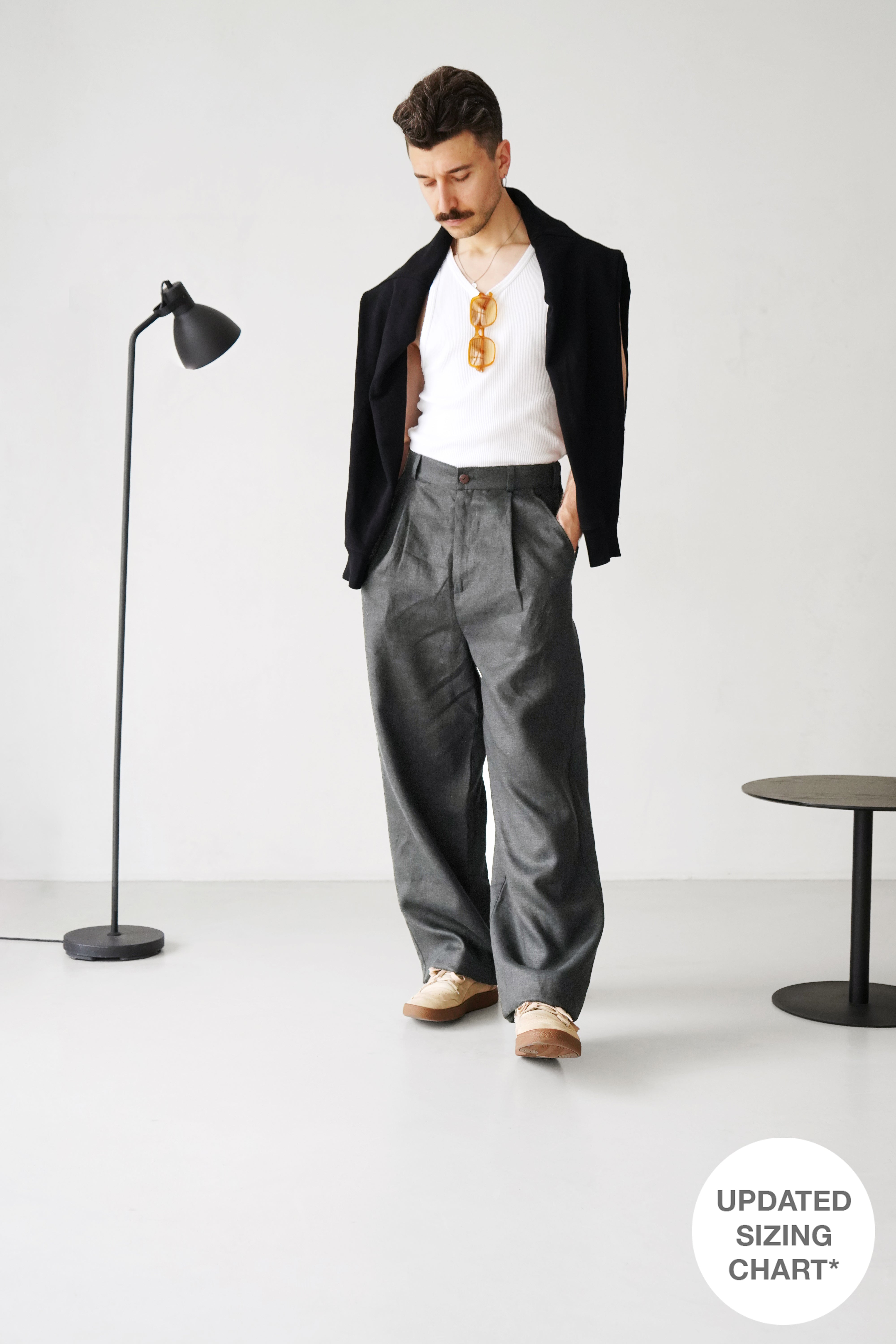 Palazzo Linen Pants ASPEN in Dark grey