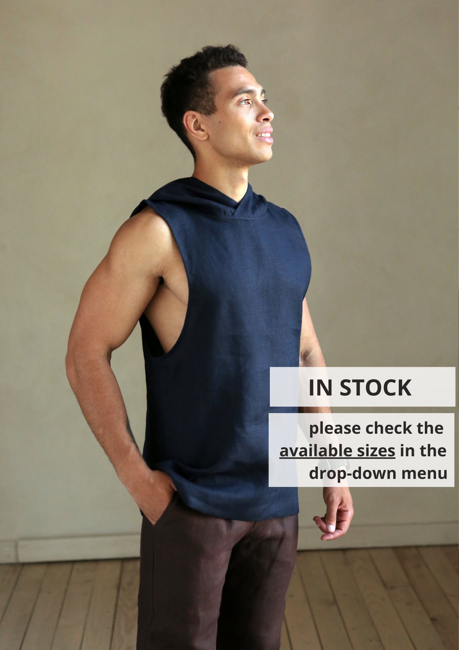 Men’s Sleeveless T-Shirt BAMBOO with hood - IN STOCK