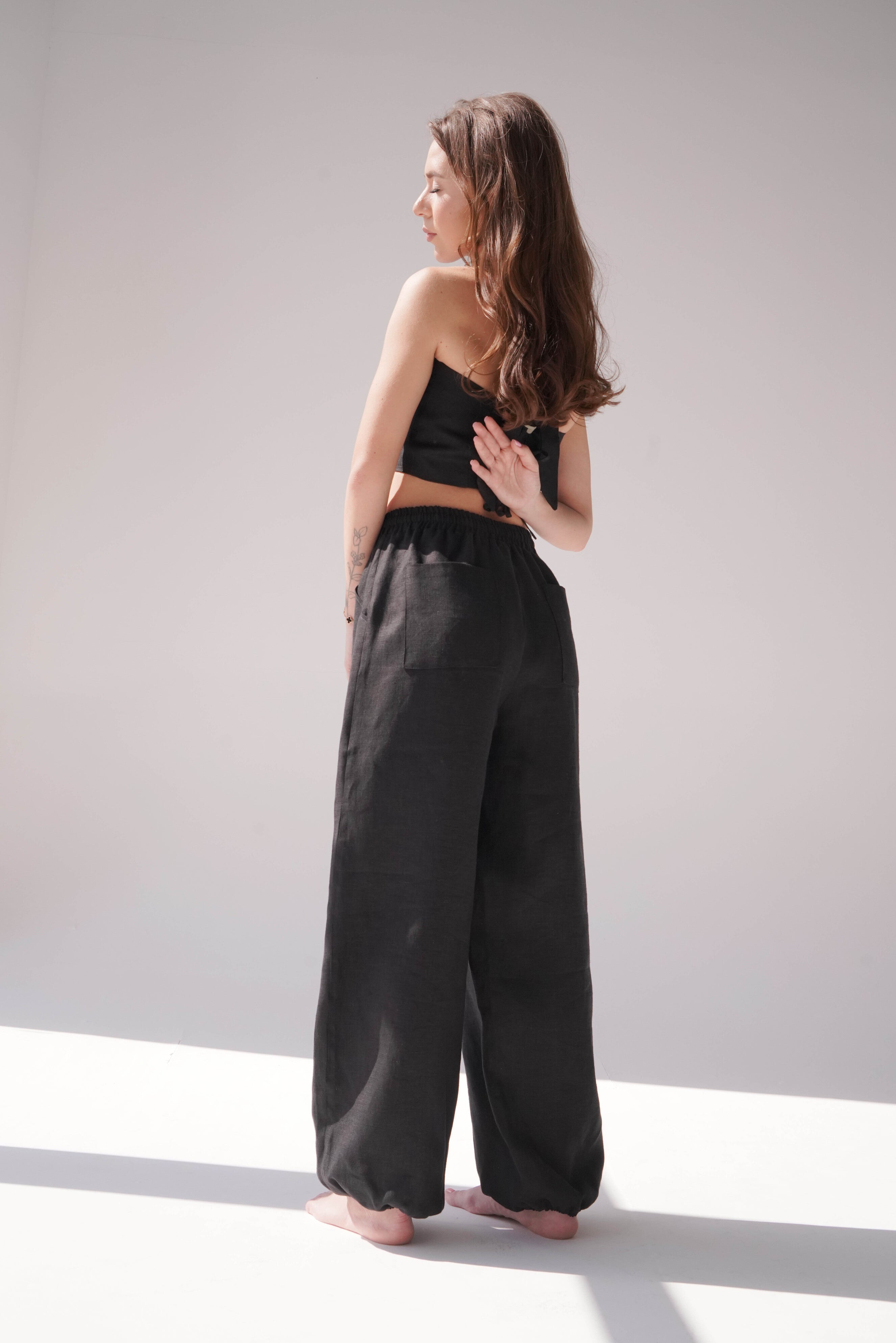 Women’s Linen Pants PEONY in Black