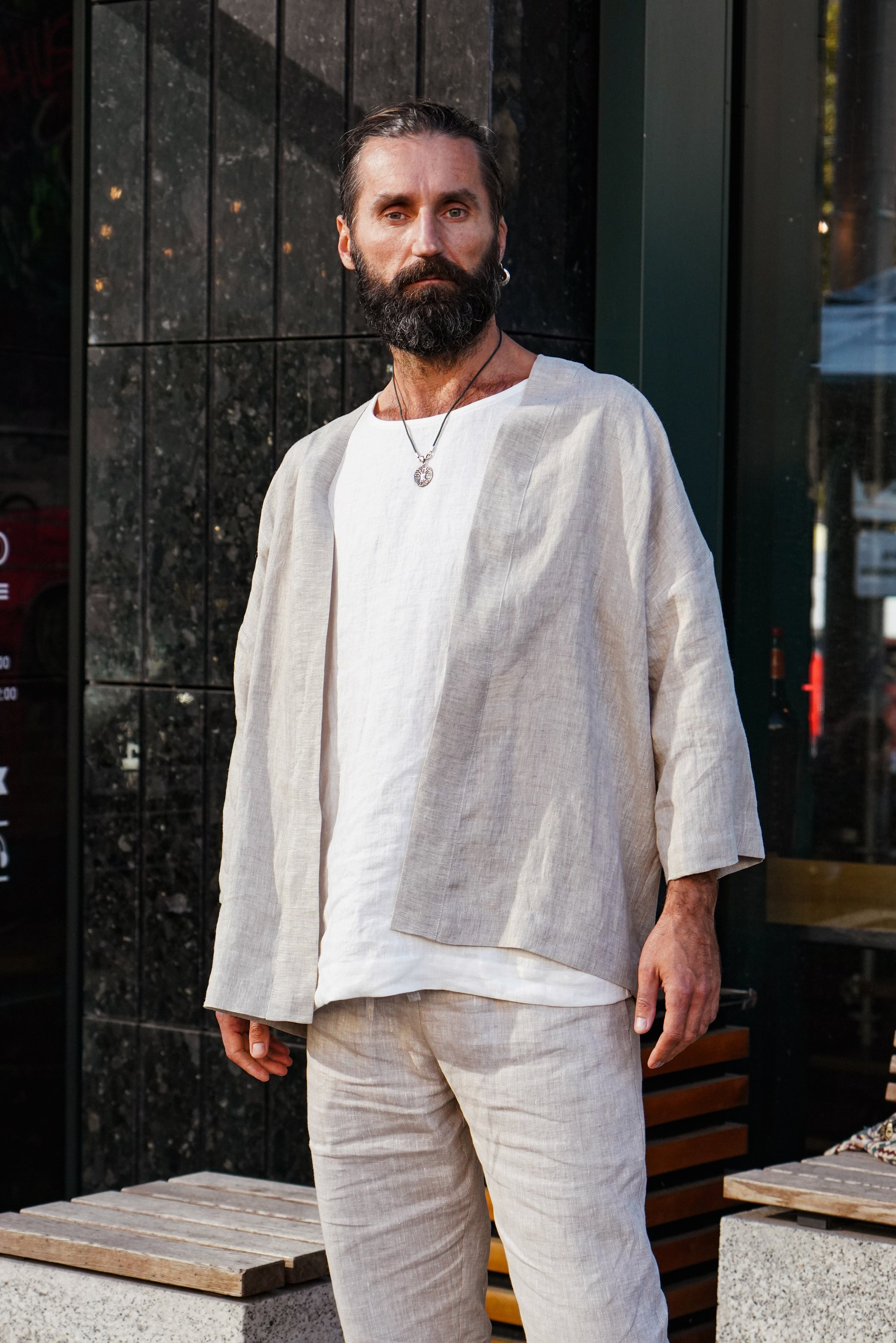 Mens Linen Kimono Jacket TANSY - IN STOCK
