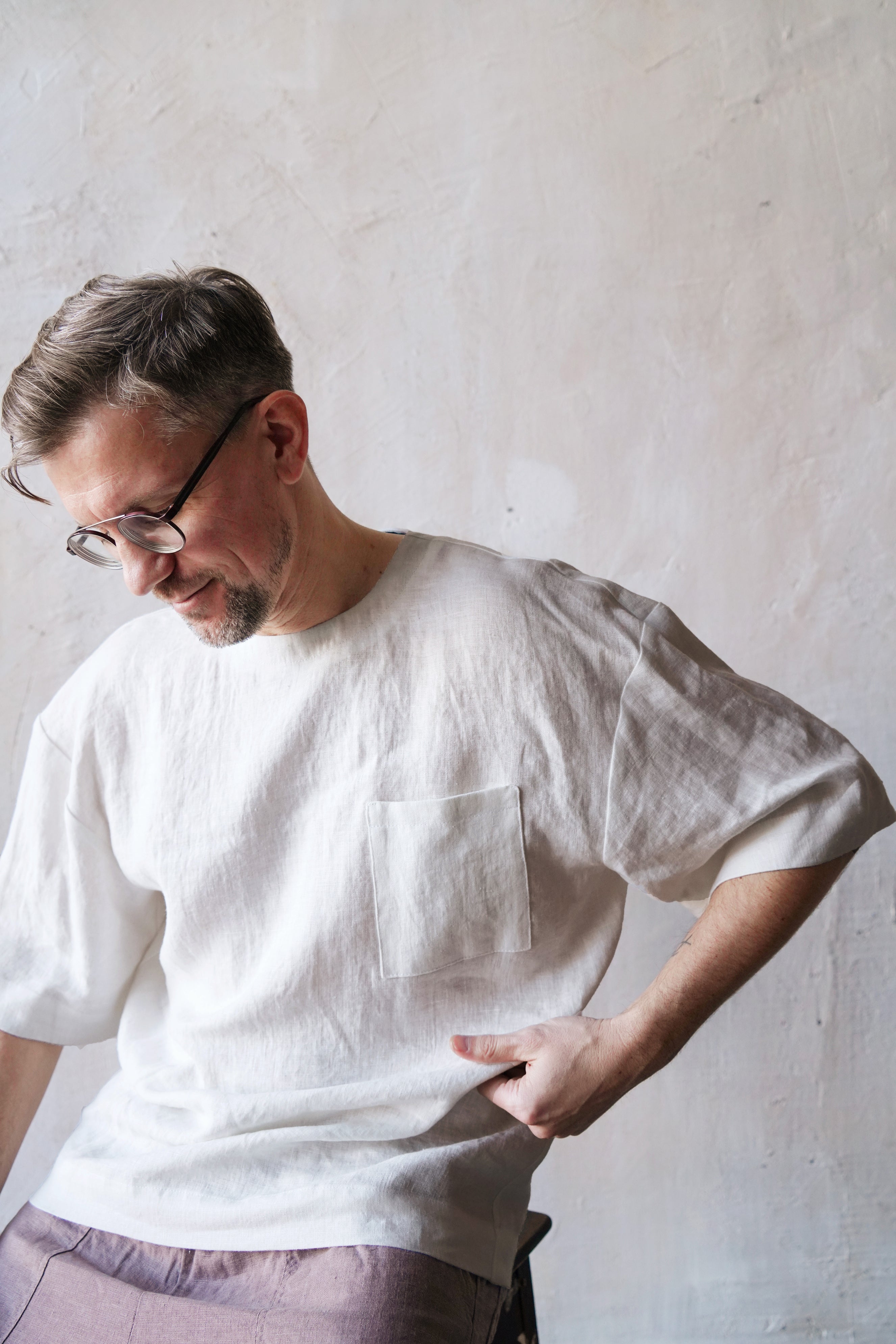 Men’s Oversized Linen T-Shirt SUMIRE in Cream