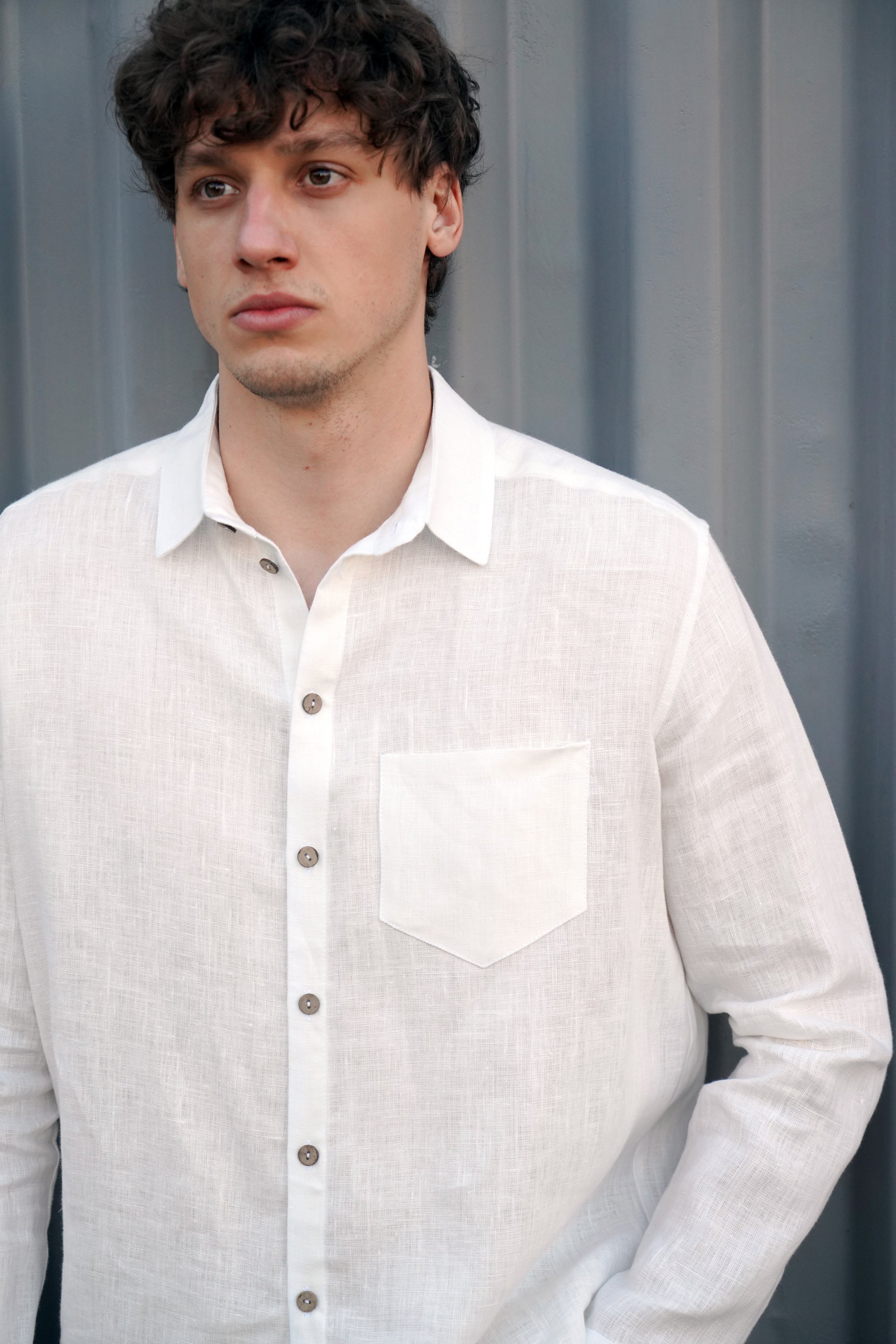 Mens relaxed linen shirt MAGNOLIA in Cream