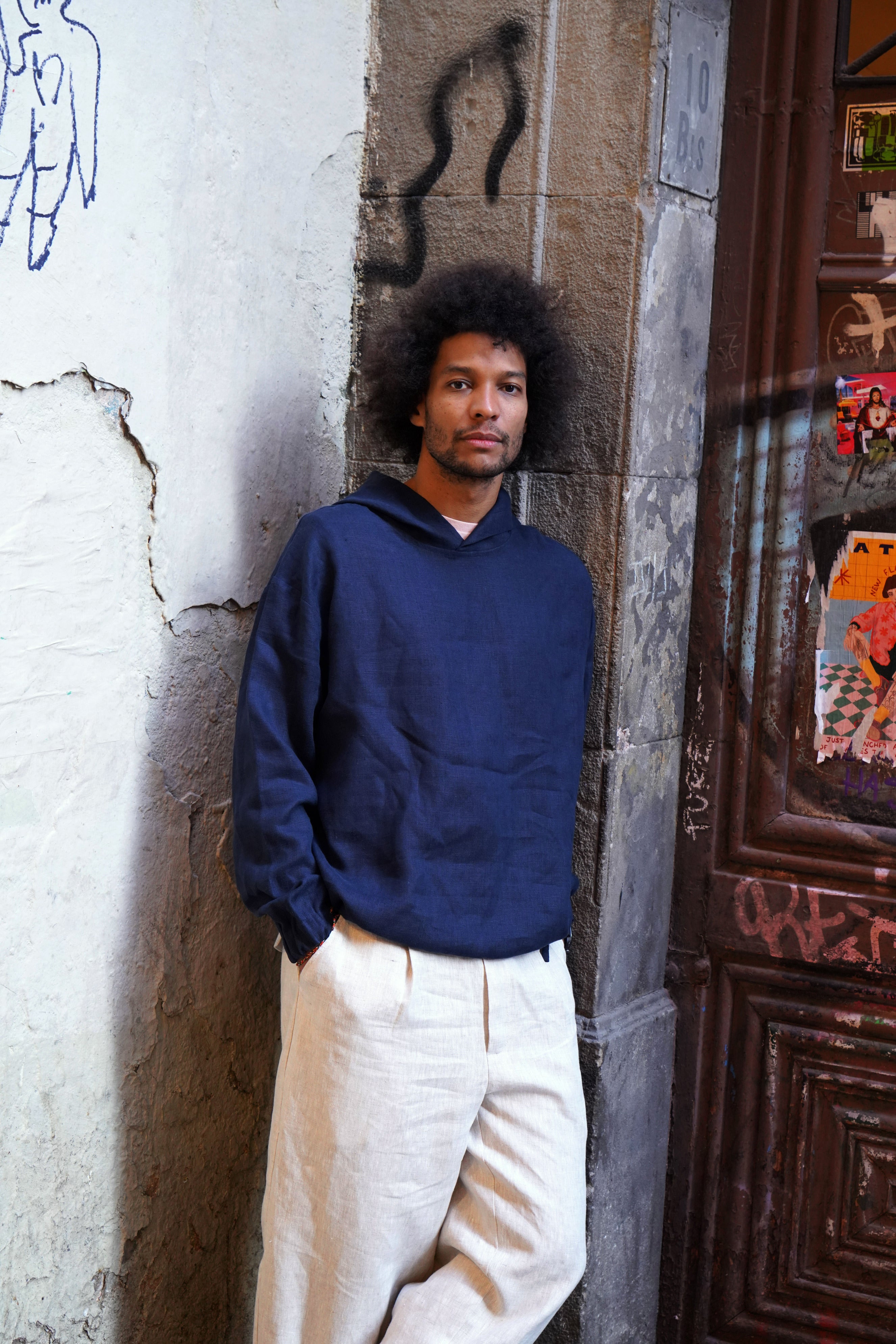 Relaxed linen hoodie CEDRUS - IN STOCK
