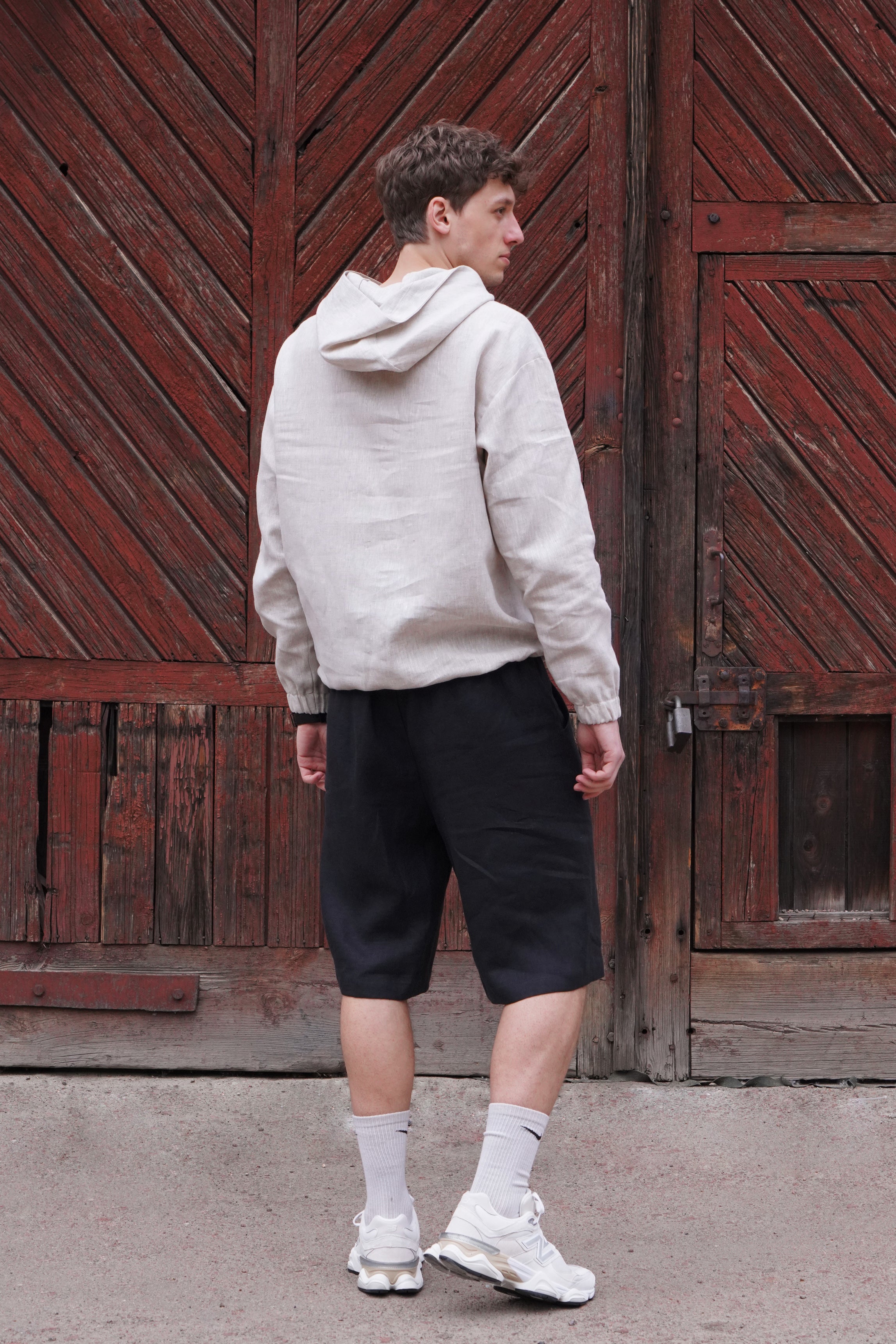 Relaxed linen hoodie CEDRUS in Beige