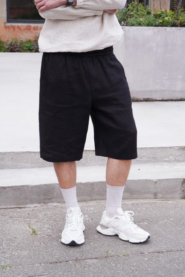 Mens Loose-fit Linen Shorts ARUM in Black