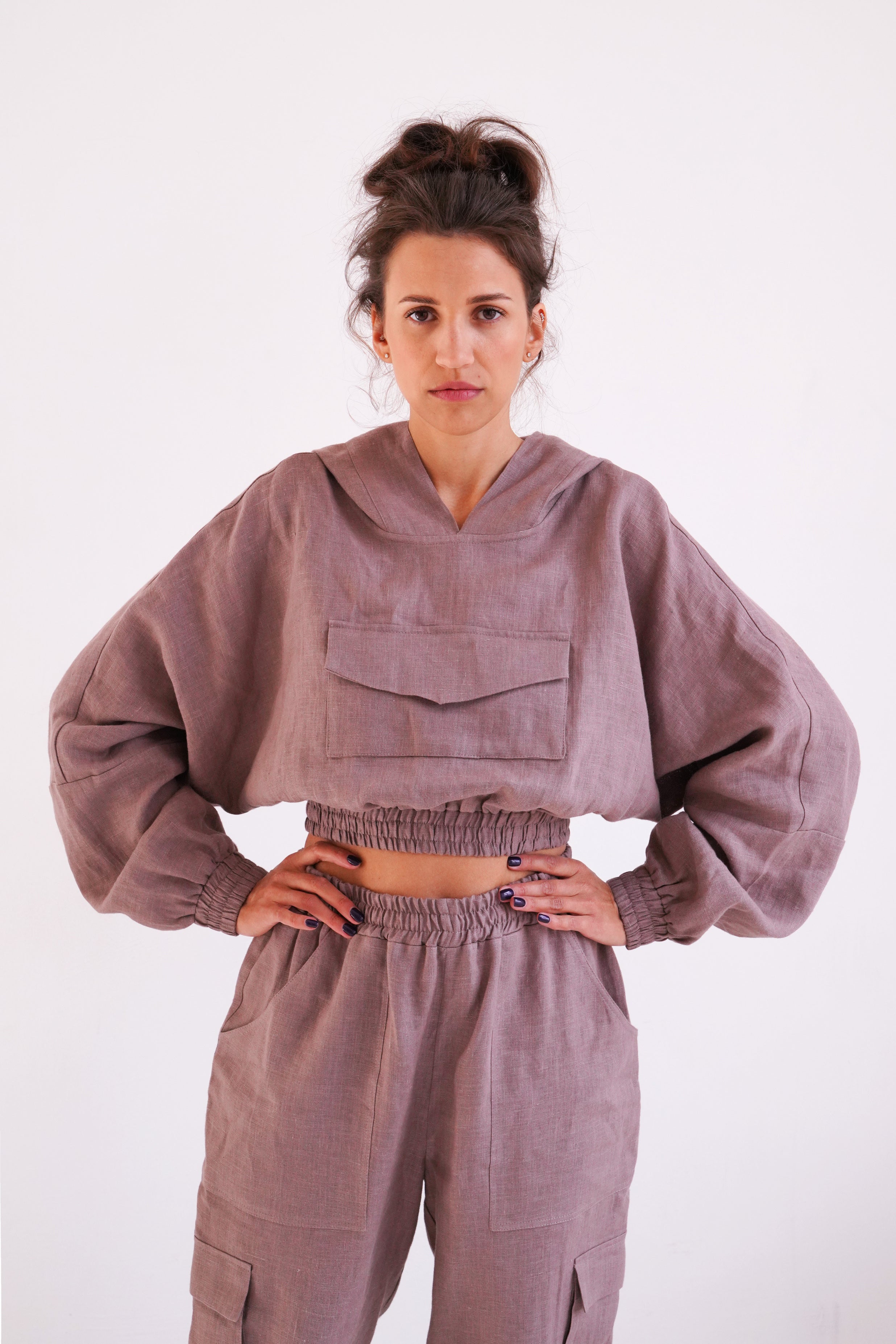 Women’s Crop Hoodie ORCHID in Latte