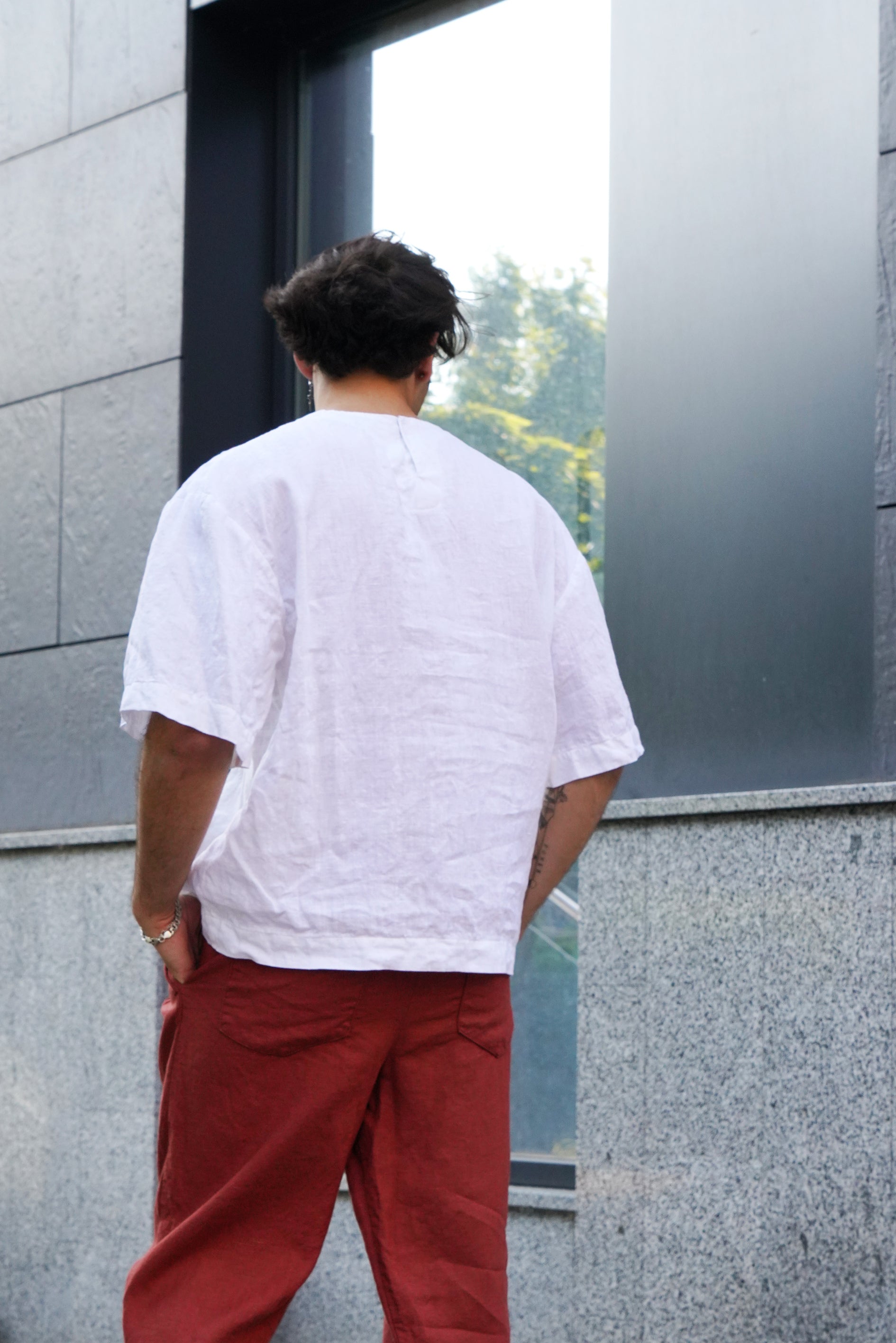 Men’s Oversized Linen T-Shirt SUMIRE in White