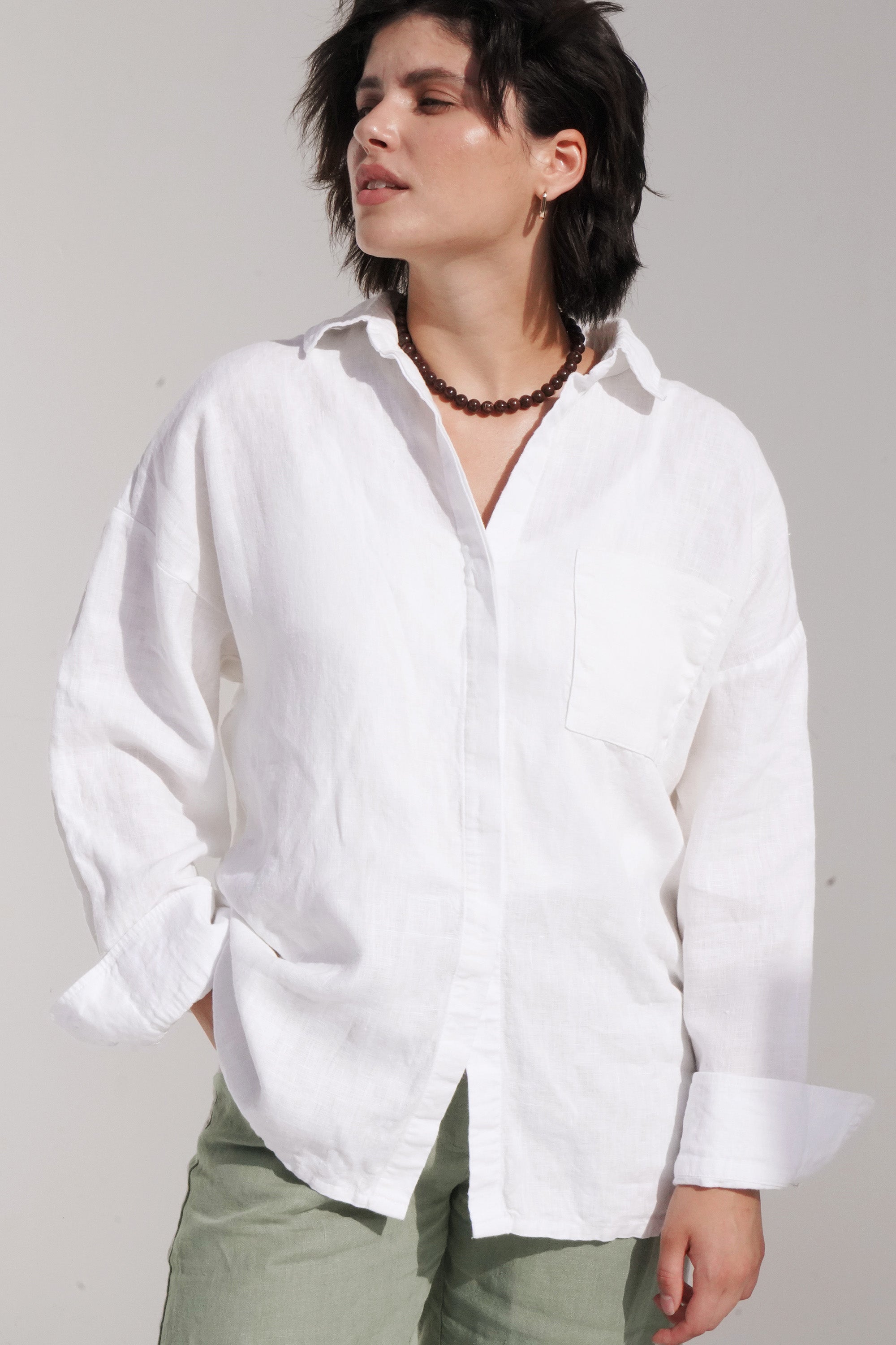 Women’s Linen Oversized Shirt VIORE in Cream L/XL