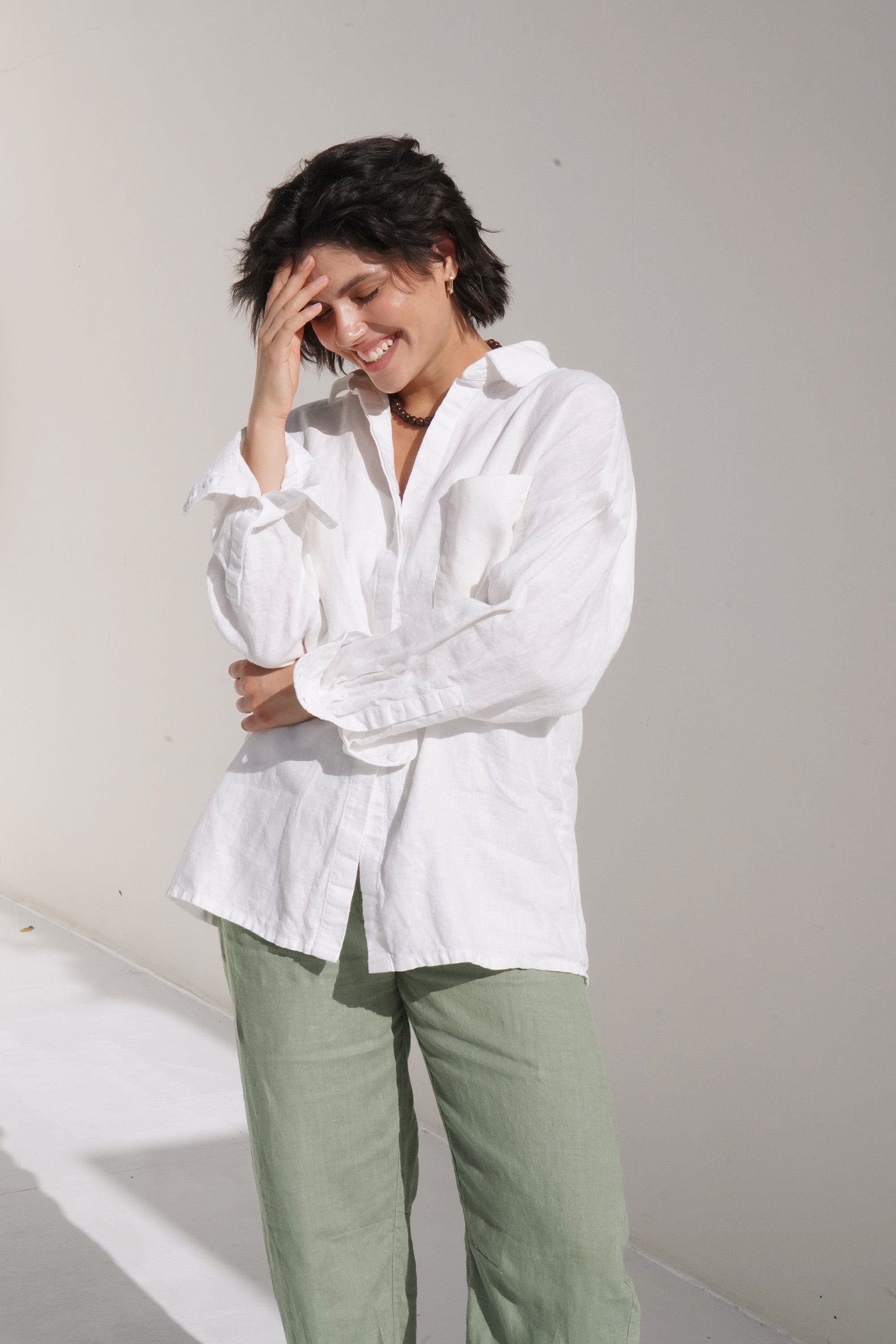 Women’s Linen Oversized Shirt VIORE in Cream