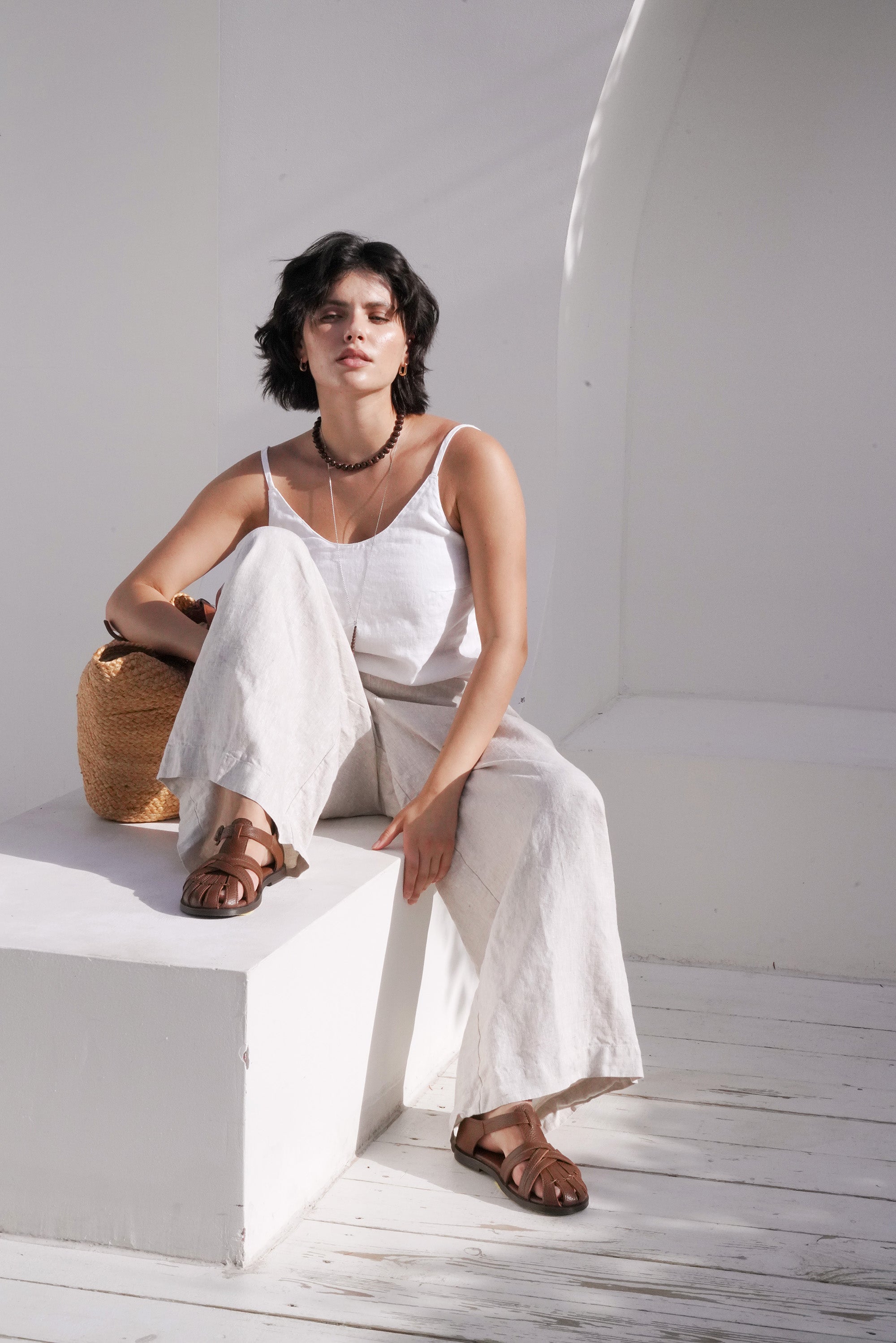 Women’s Wide-leg Linen Pants THUME in Beige