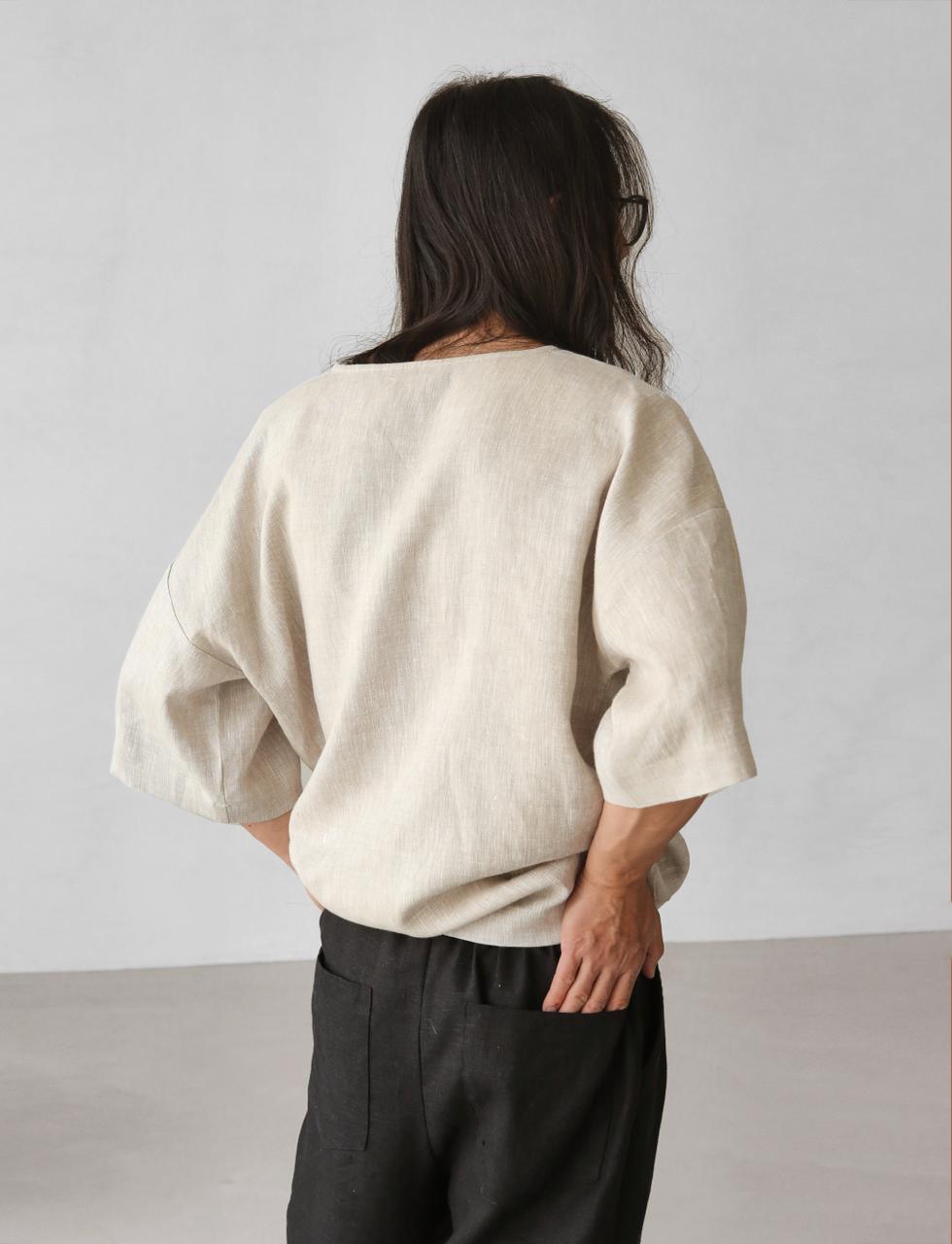 Men’s Oversized Linen T-Shirt LOTUS in Beige