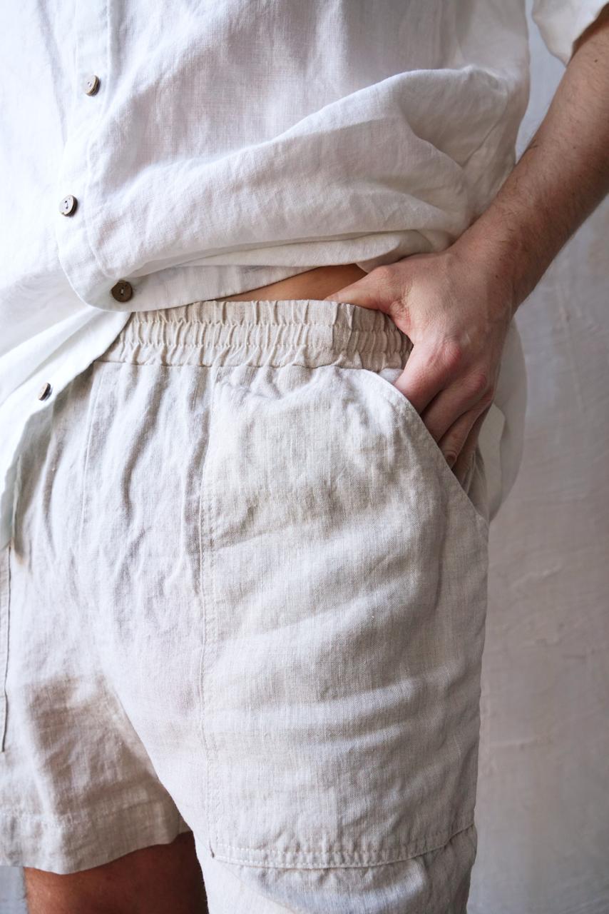 Men’s short linen shorts FERN in Beige