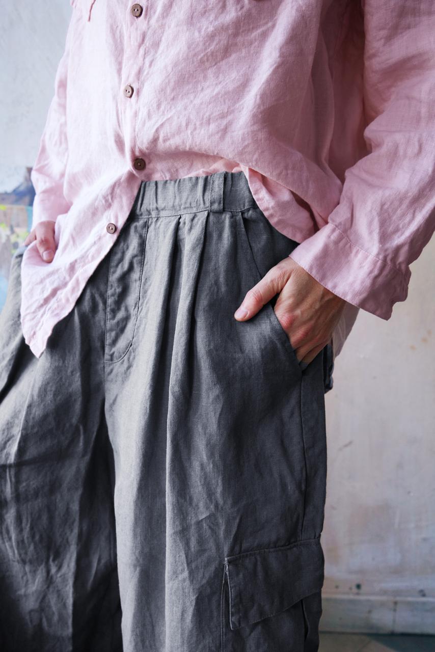 Harem Linen Pants ANDO in Dark grey