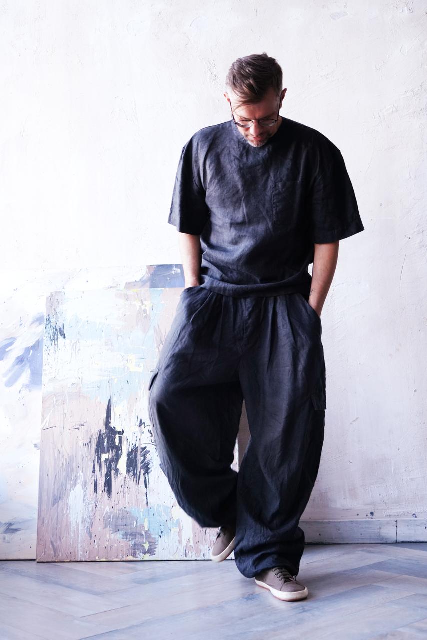 Harem Linen Pants ANDO in Black