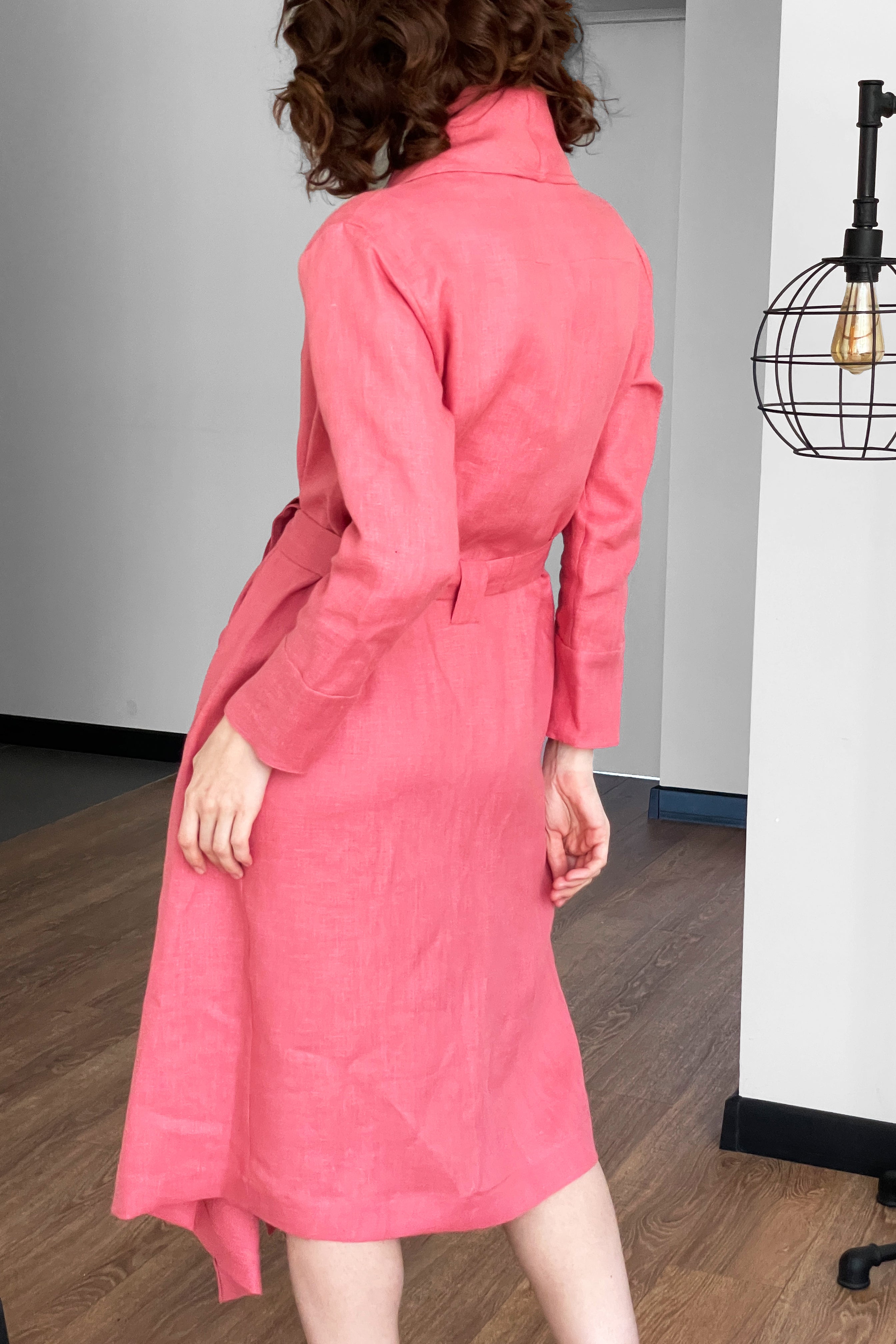 Women’s Linen Bathrobe Calla in Peach