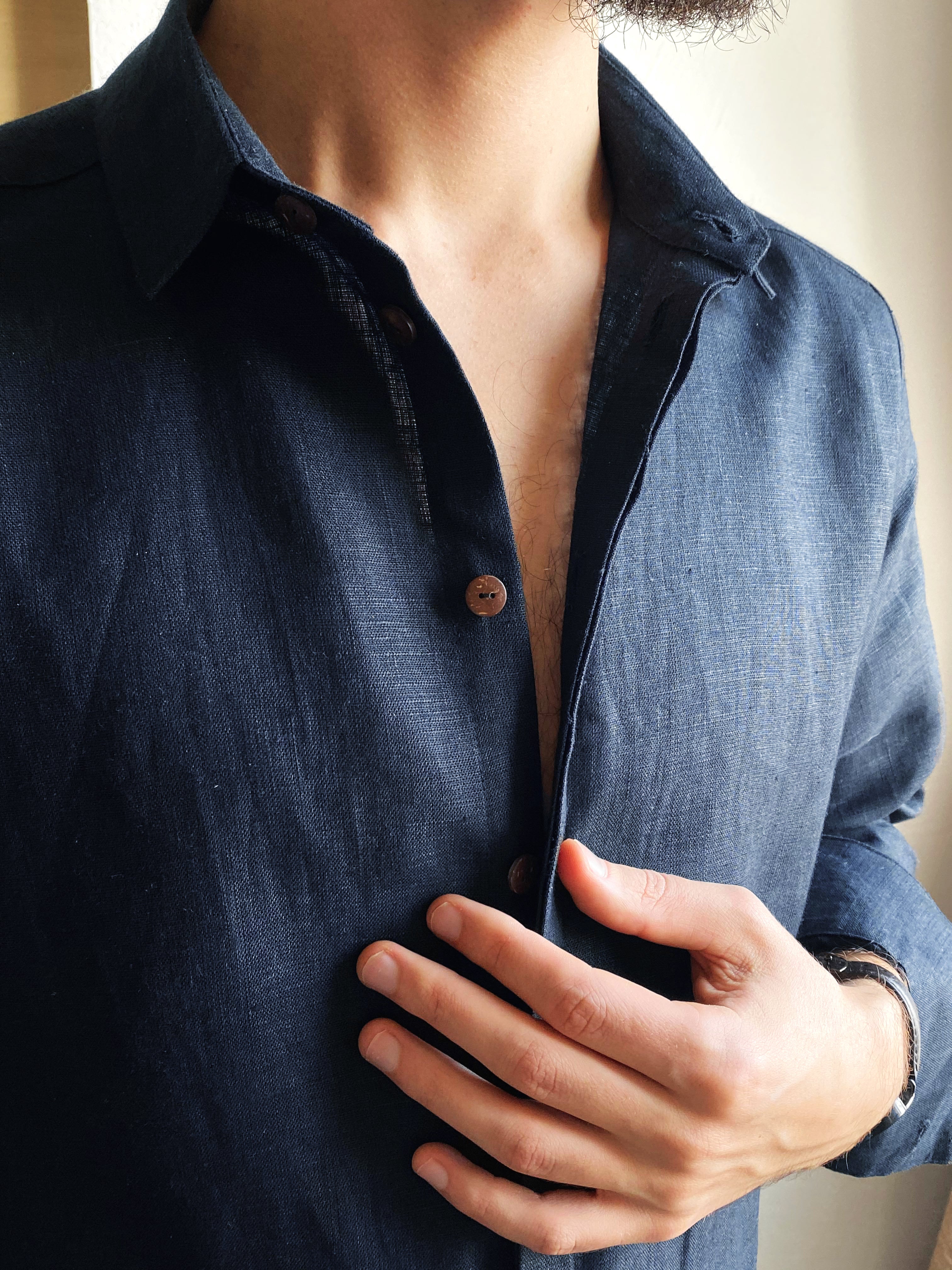 Men’s Classic Collar Linen Shirt HOLLY - IN STOCK