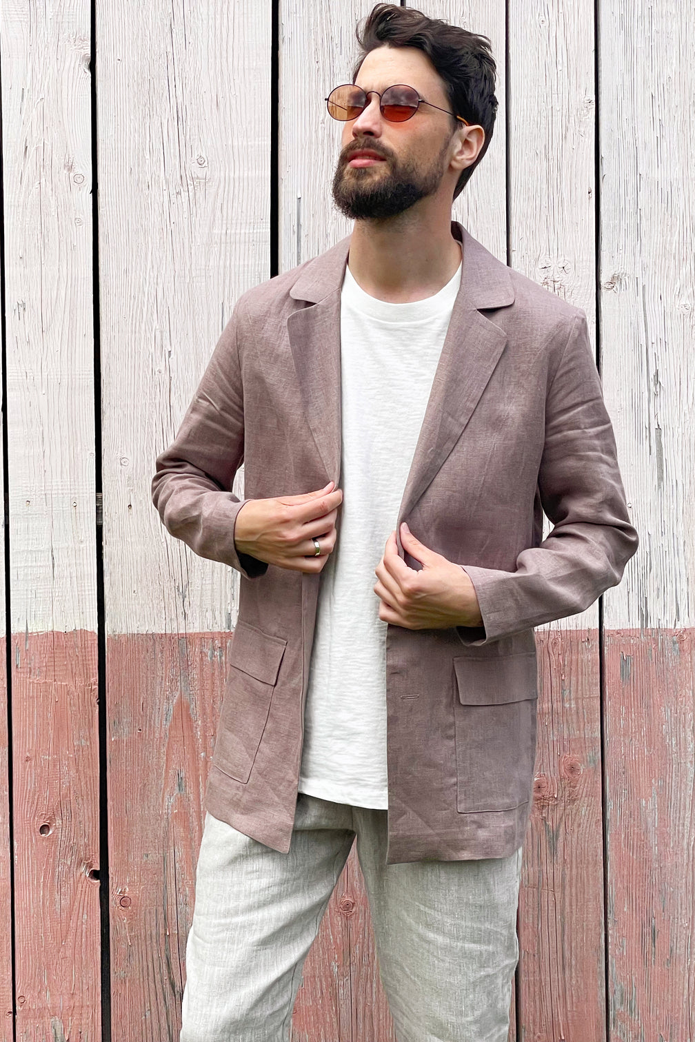 Men's Linen Jacket LARCH in Latte