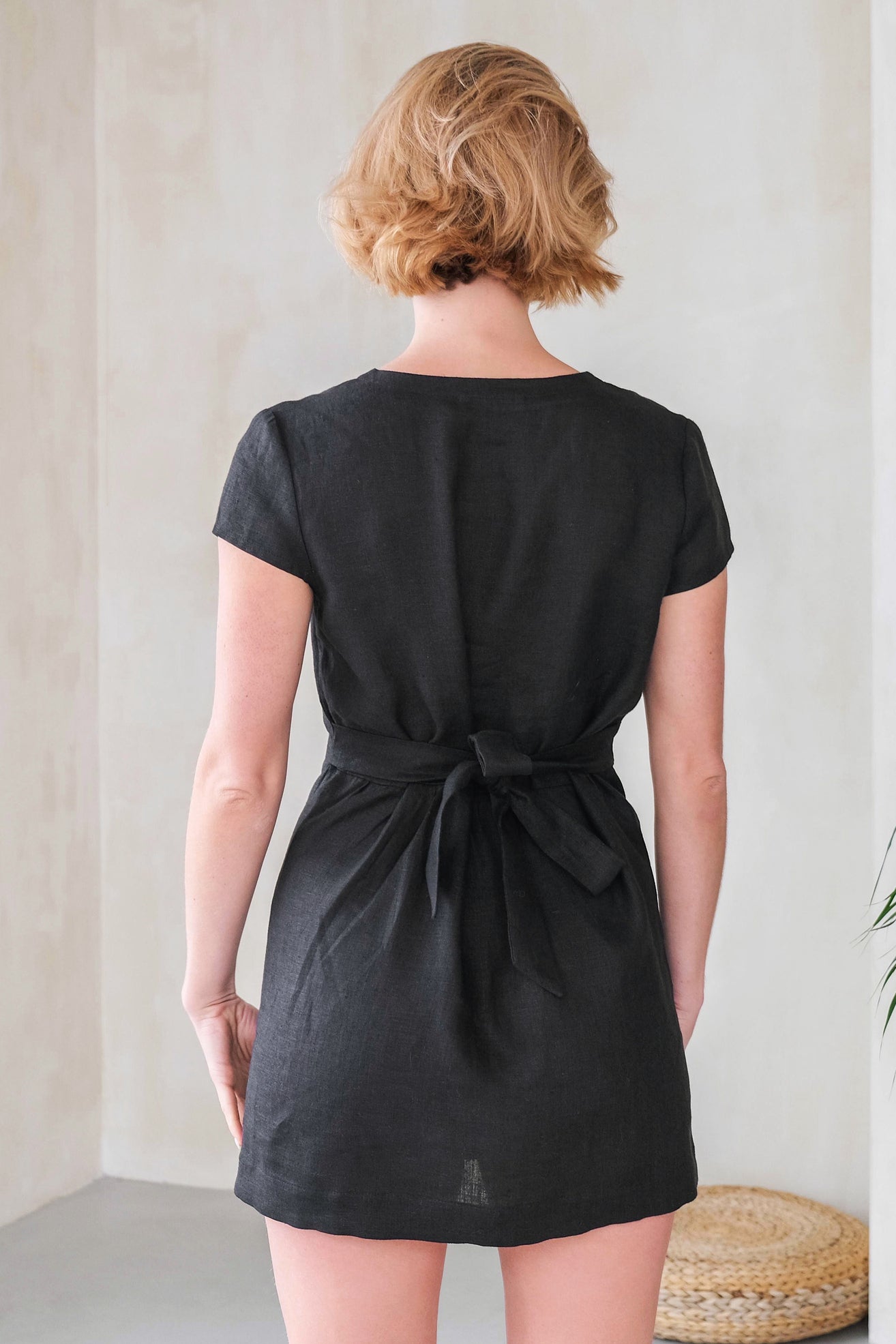 Summer Linen Dress AIRA in Black