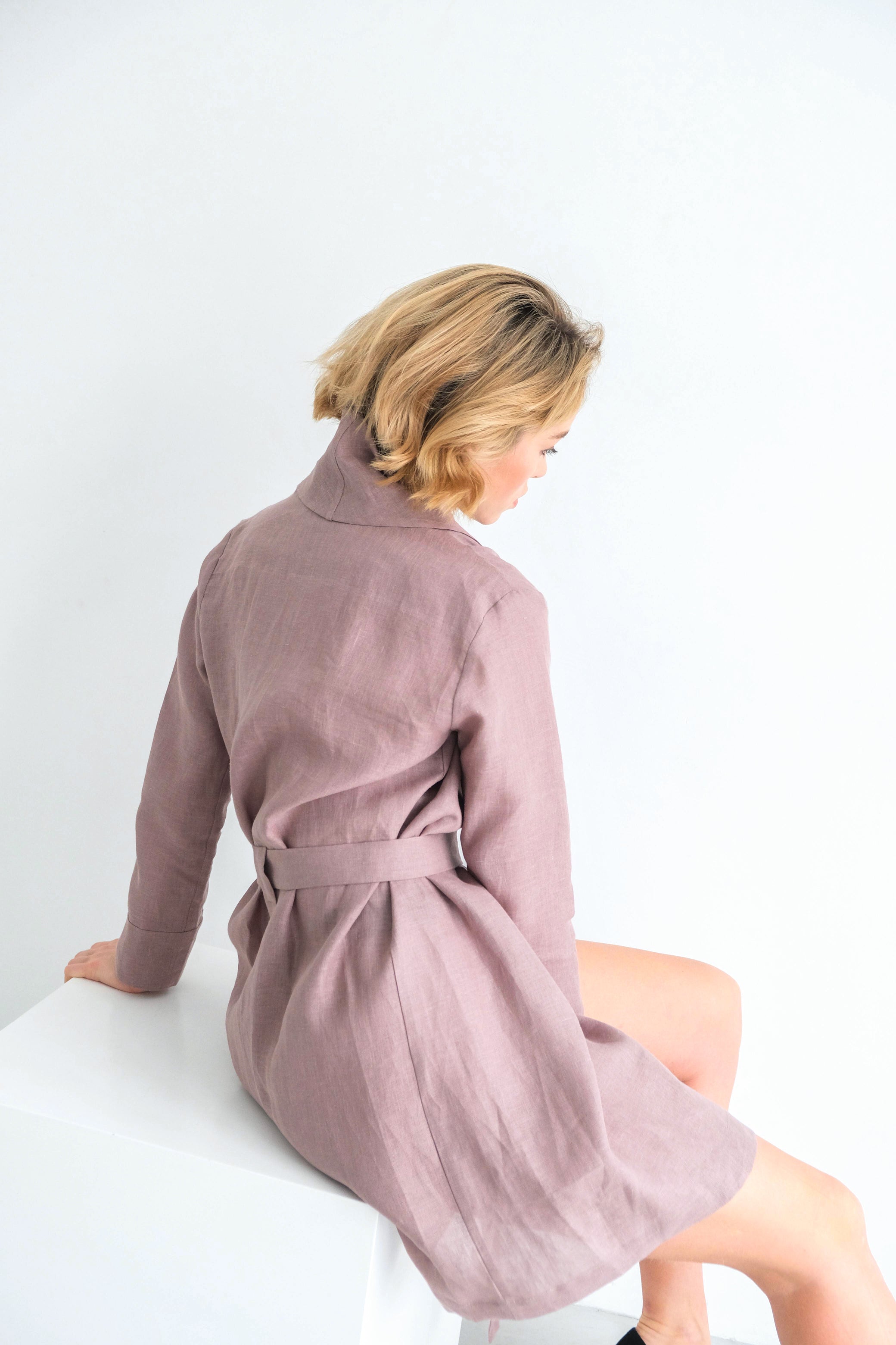 Women’s Linen Bathrobe Calla in Latte