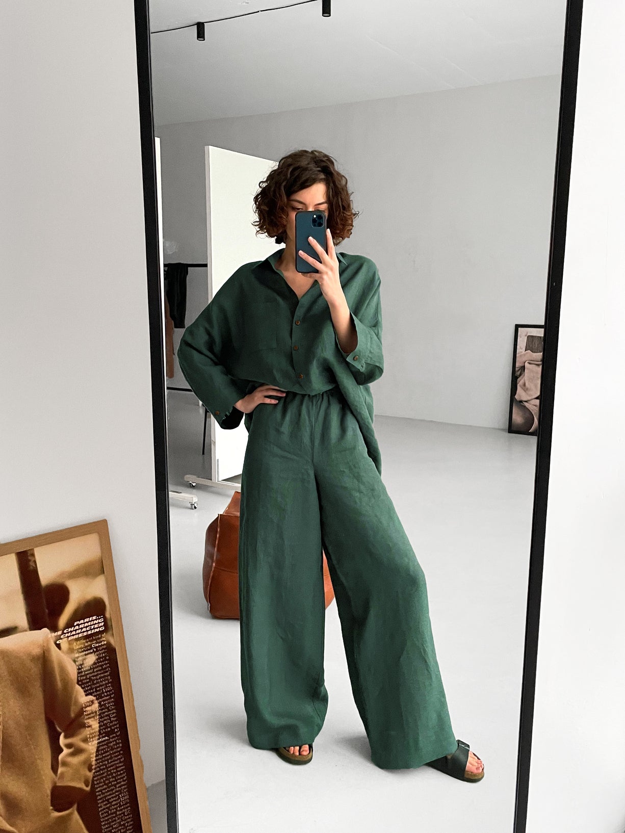 Wide-Leg Linen Pants ACAI in Green