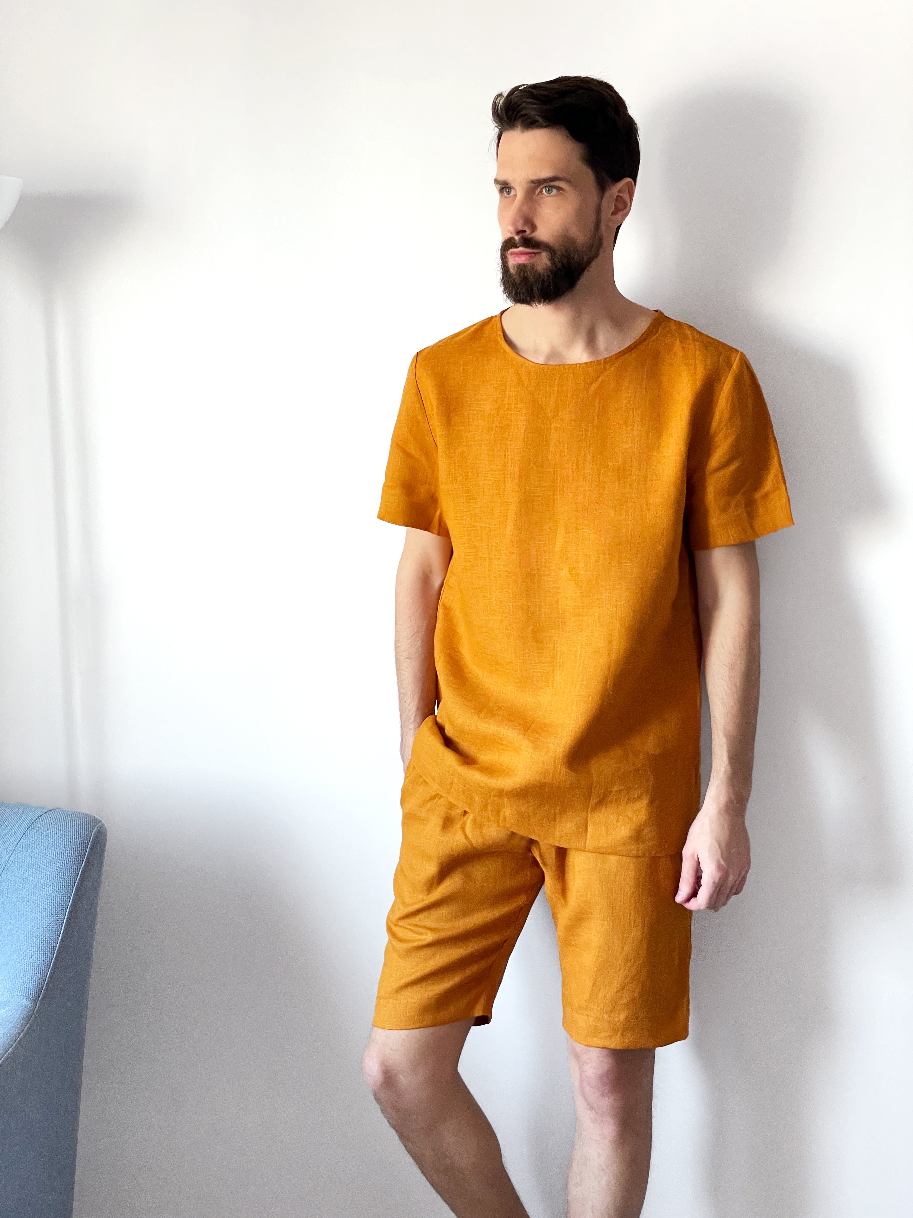 Men’s linen shorts ASH in Saffron