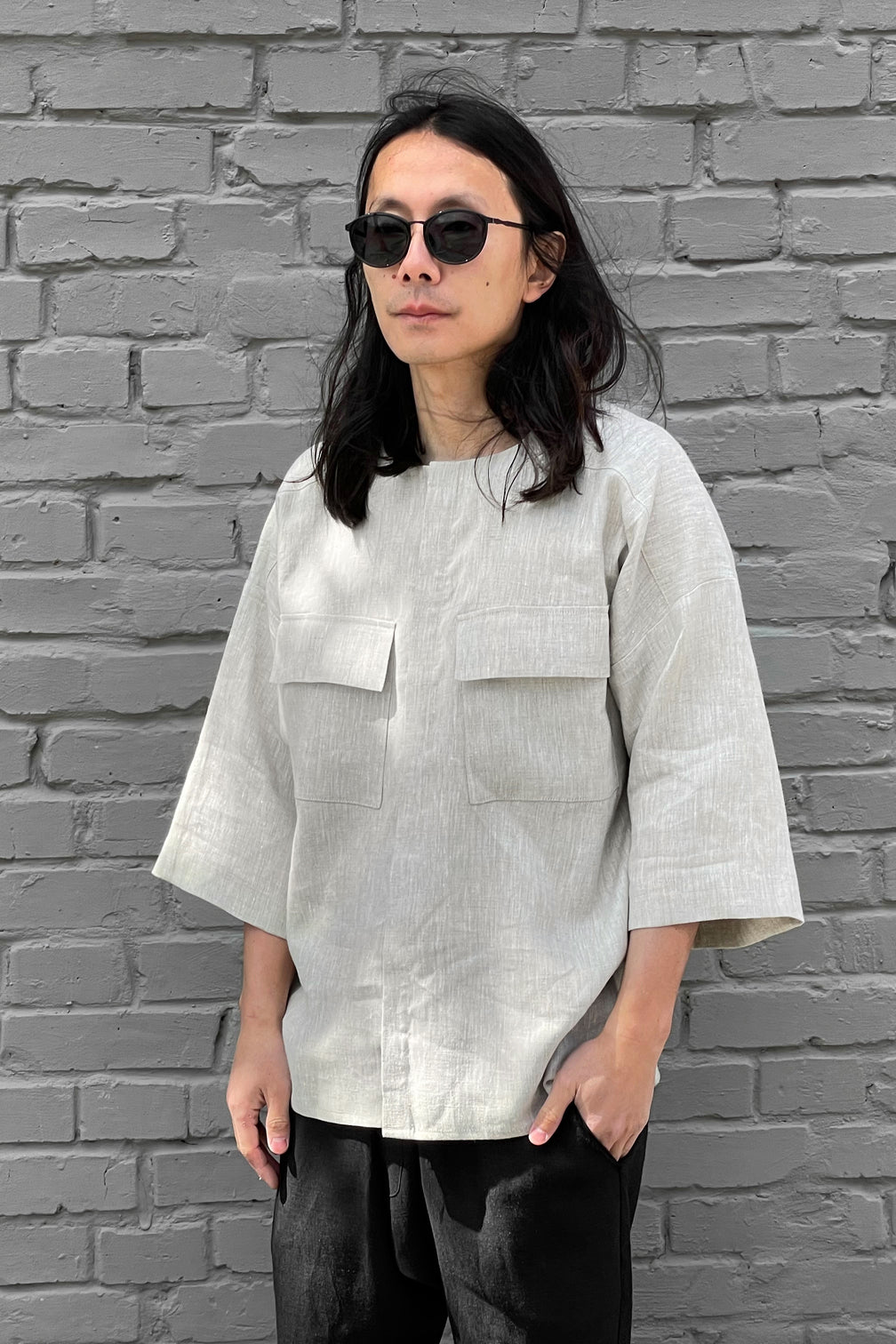 Men’s Oversized Linen Shirt IROKO in Beige