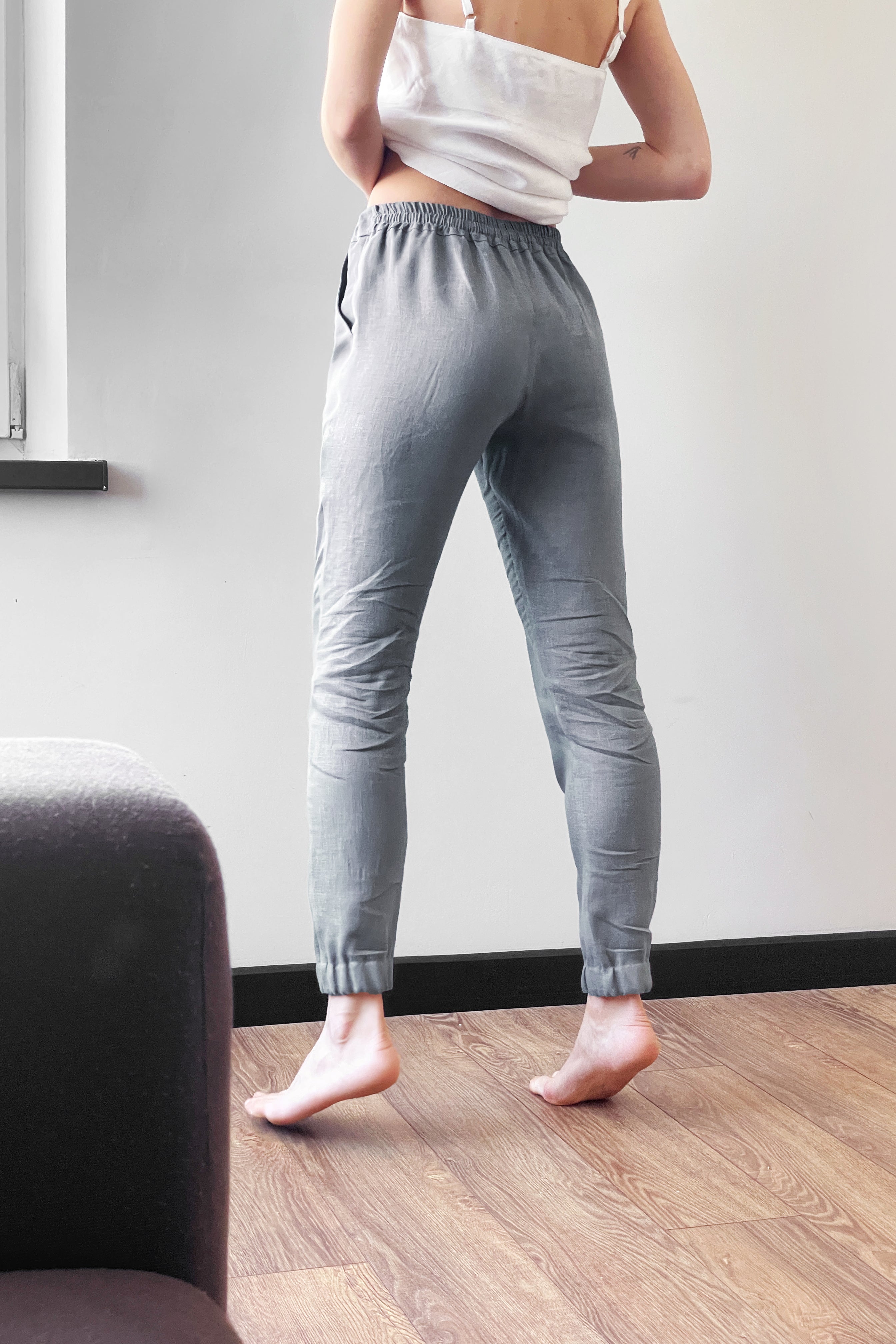 Women’s Linen Pants NARA in Light grey