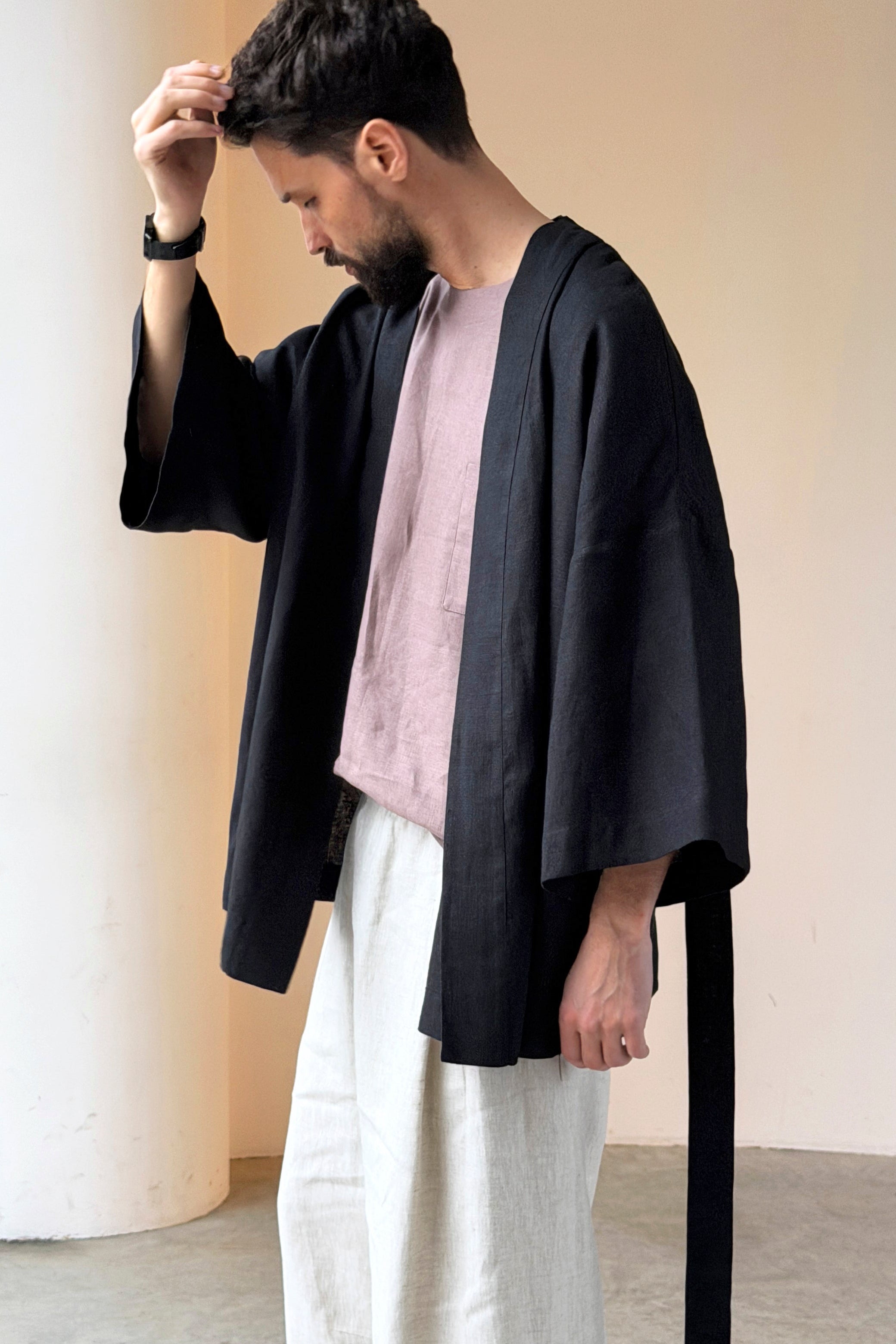 Men’s Linen Kimono Skirt ARIA in Black