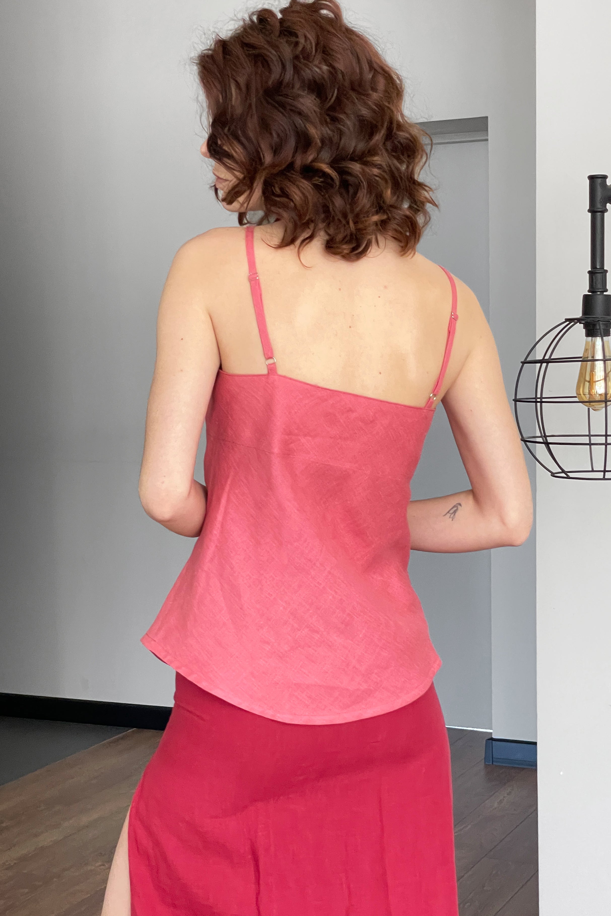 Women’s Strap Linen Top FLORIN in Peach