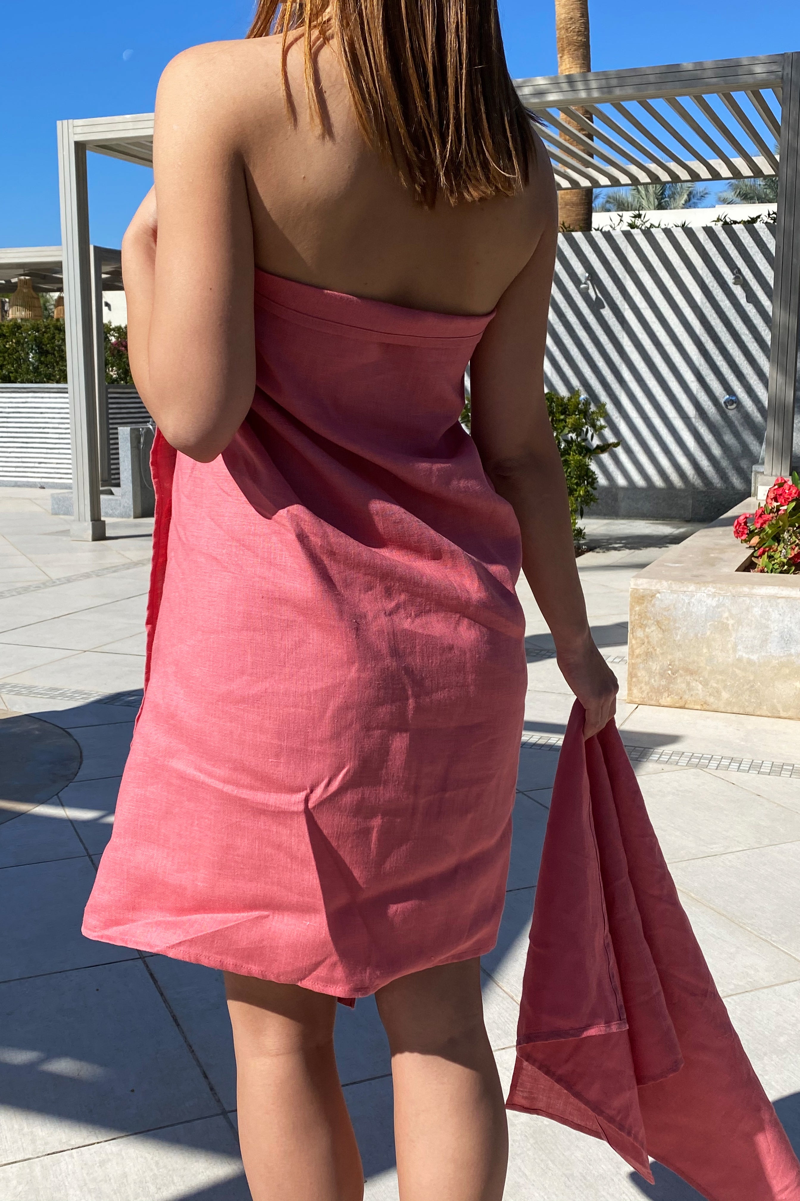 Linen Bath Towel YERBA in Peach