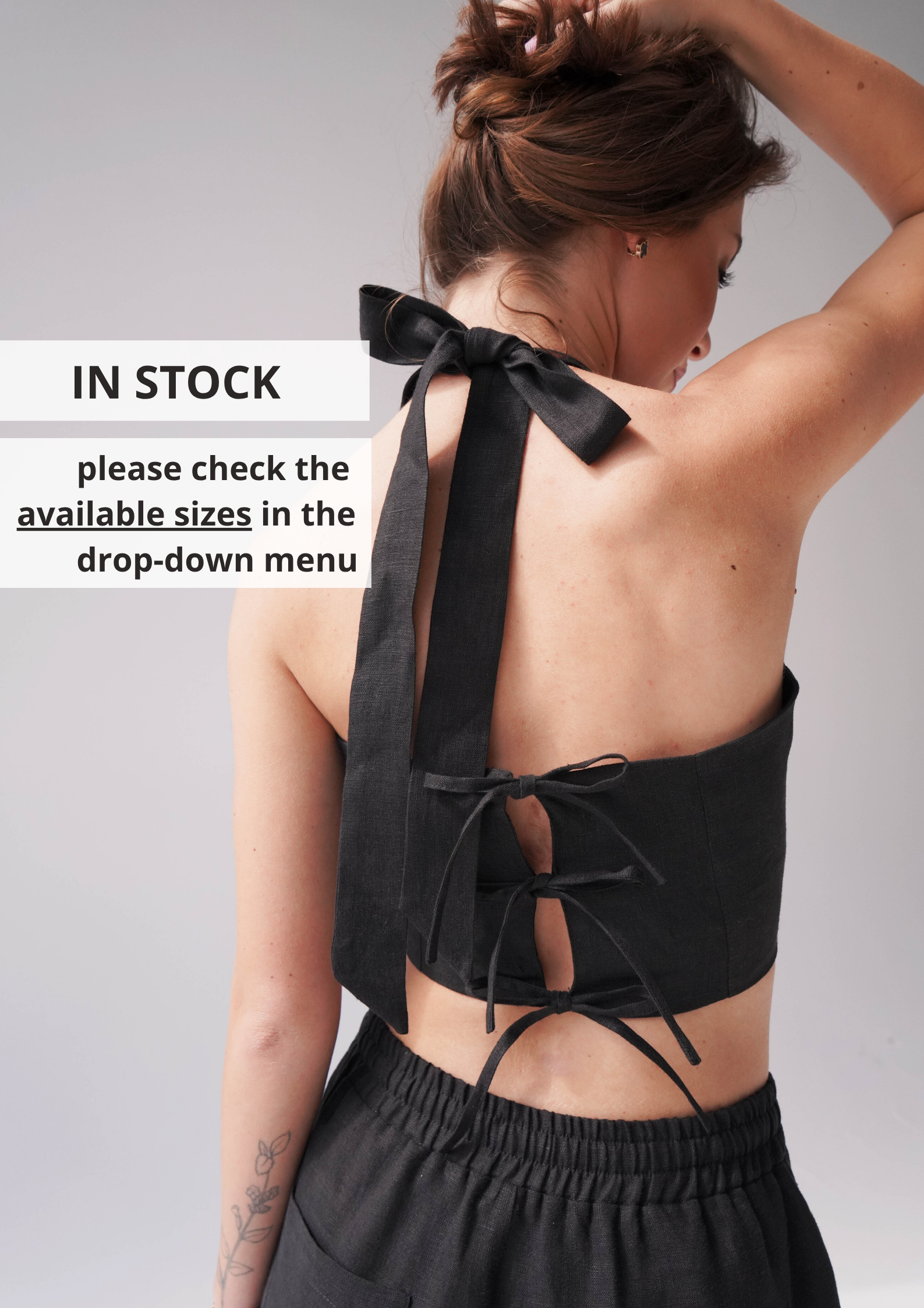 Linen Lace-Up Crop Top IVINA - IN STOCK