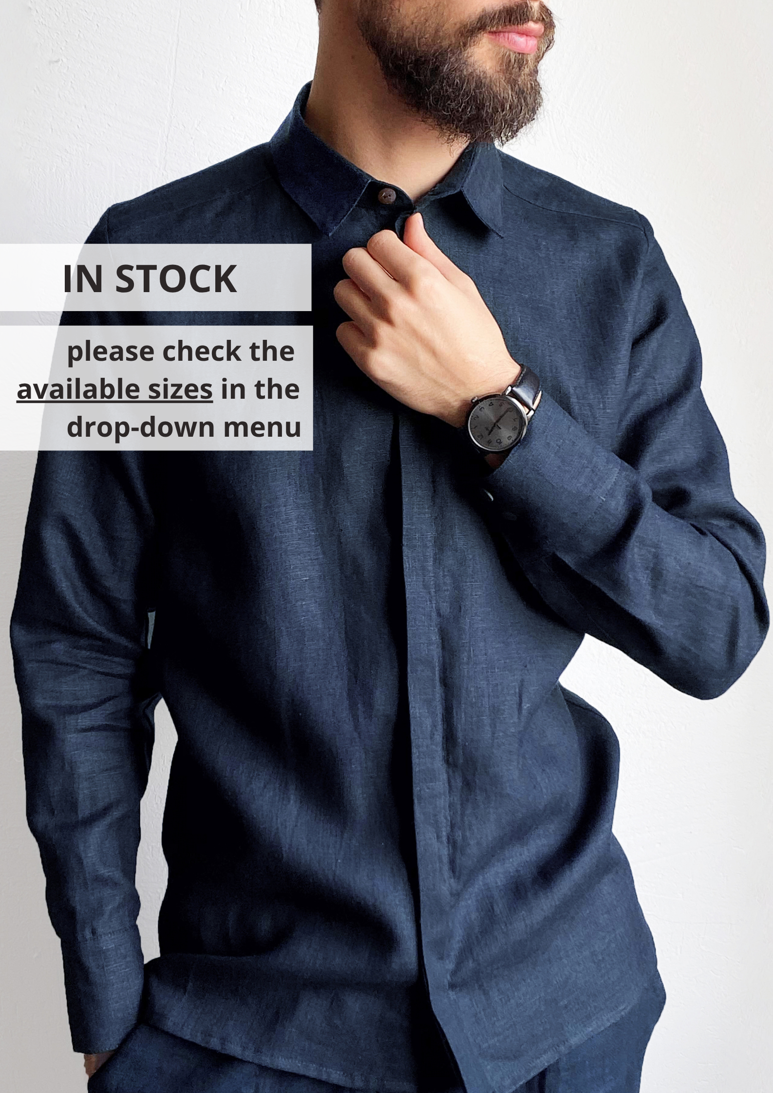 Men’s Classic Collar Linen Shirt HOLLY - IN STOCK