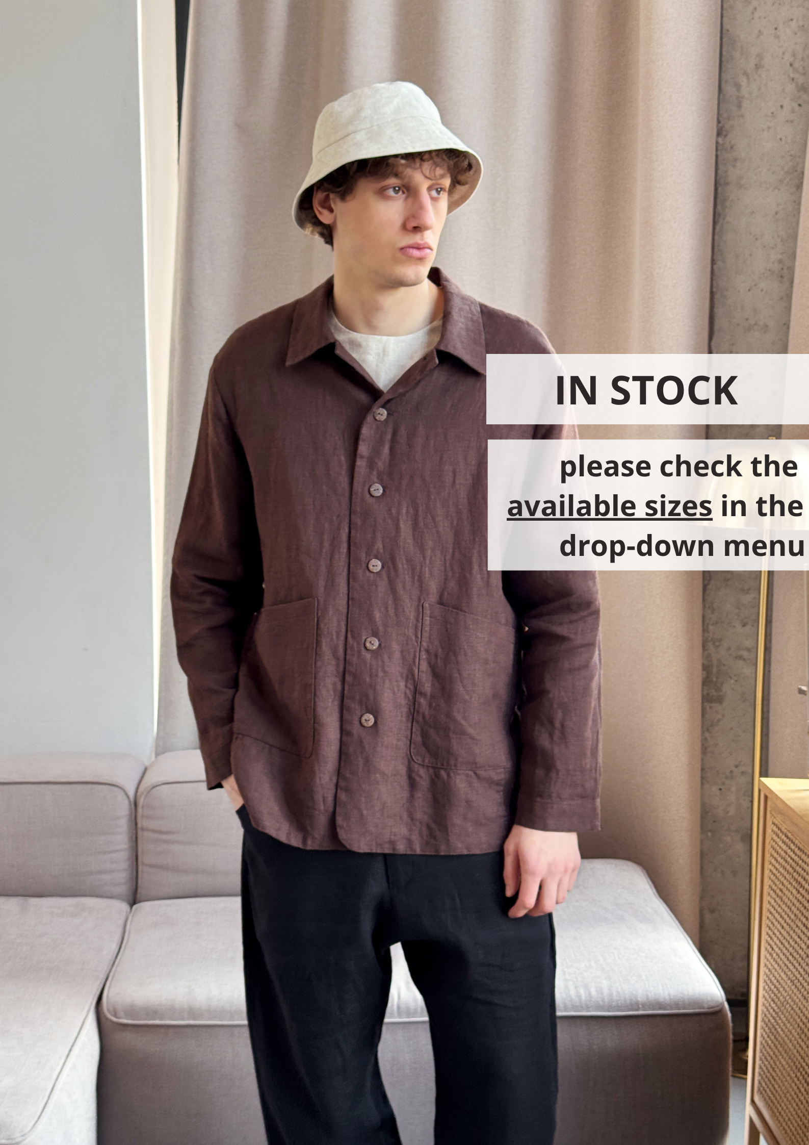 Men’s Linen Jacket CHERRY - IN STOCK