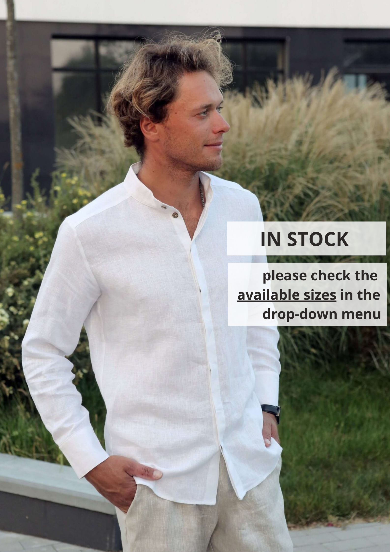 Mens Linen Shirt OLIVE - IN STOCK M - White (US WRH - Ships within the US only) Mens Linen Shirt OLIVE - IN STOCK M - White (US WRH - Ships within the US only)