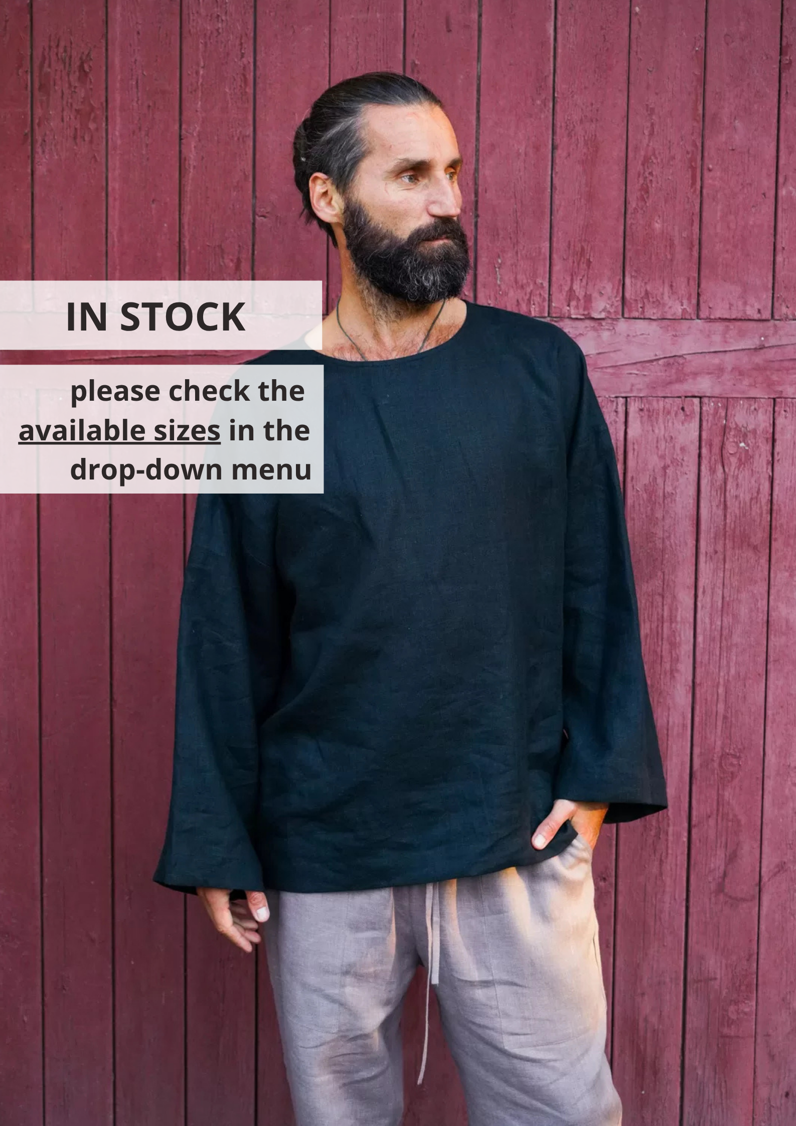 Men’s oversized linen sweatshirt with wide sleeves ACACIA - IN STOCK
