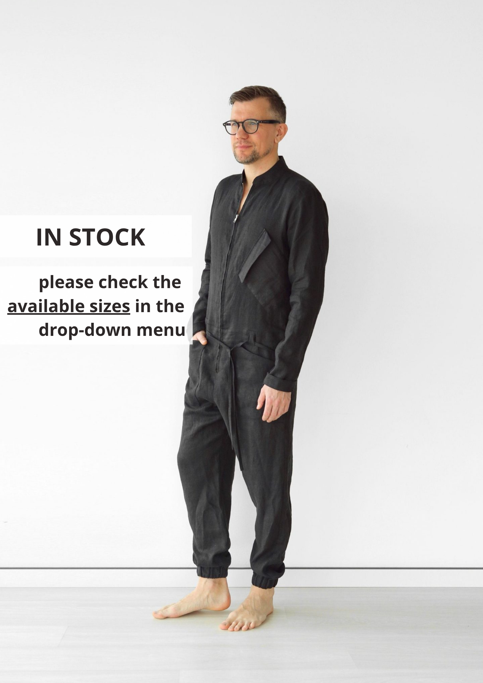 Mens Linen Jumpsuit PALO SANTO - IN STOCK