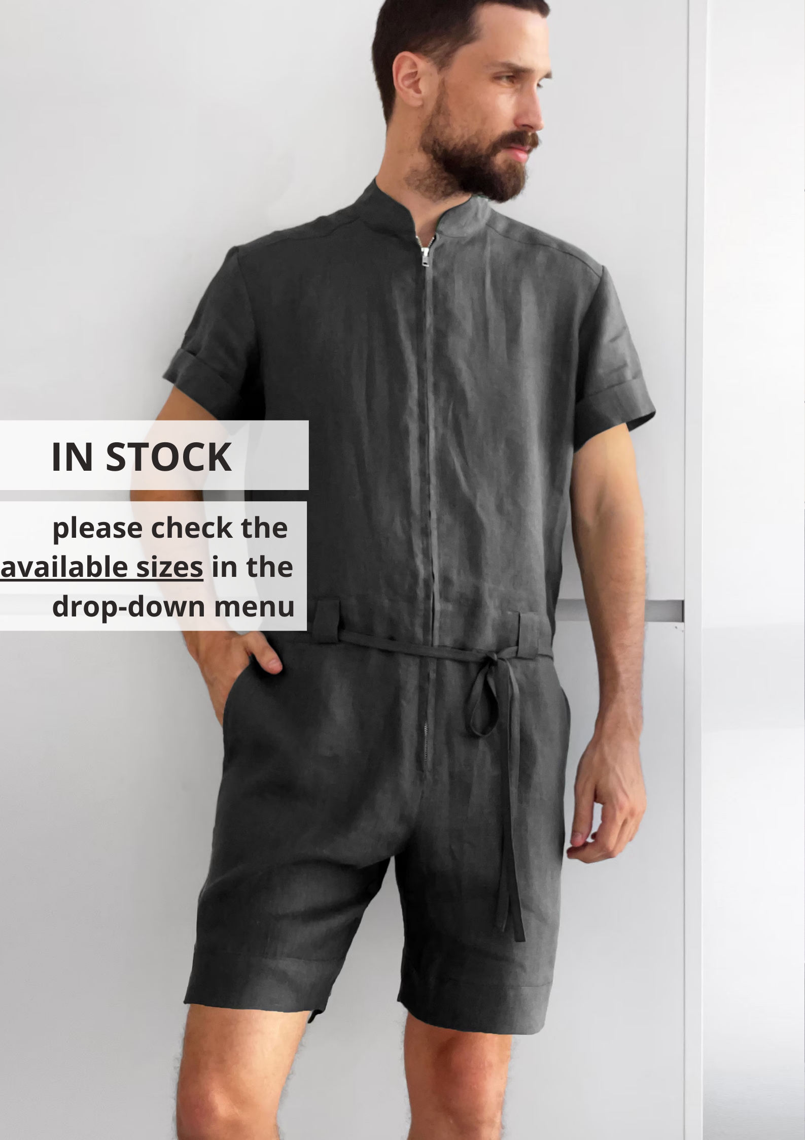 Mens Linen Romper PANDAN - IN STOCK