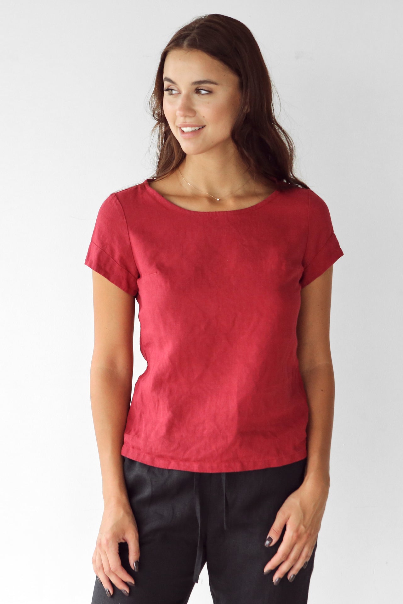 Women's Linen T-Shirt IRIS in Red