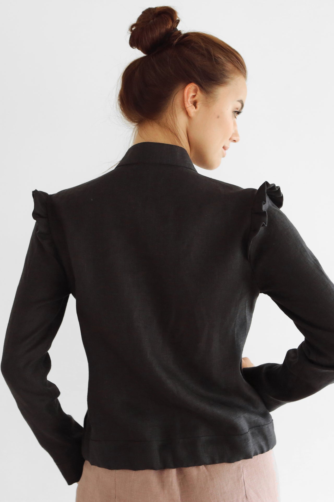 Women’s Linen Bomber ERICA in Black