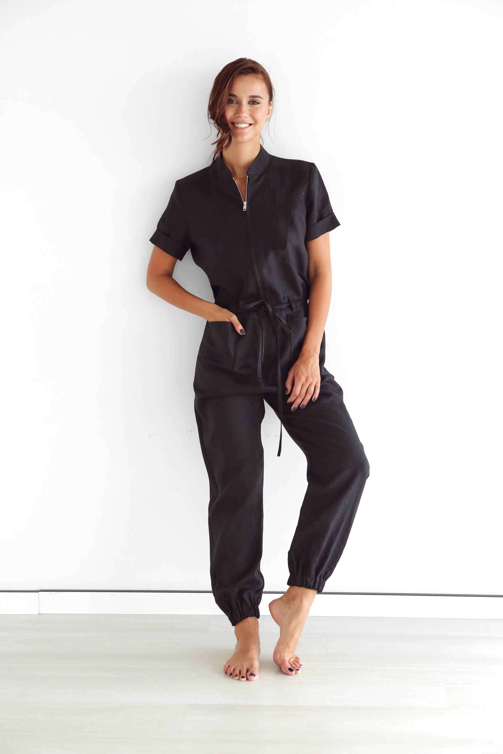 Women's Linen Jumpsuit CELOS in Black