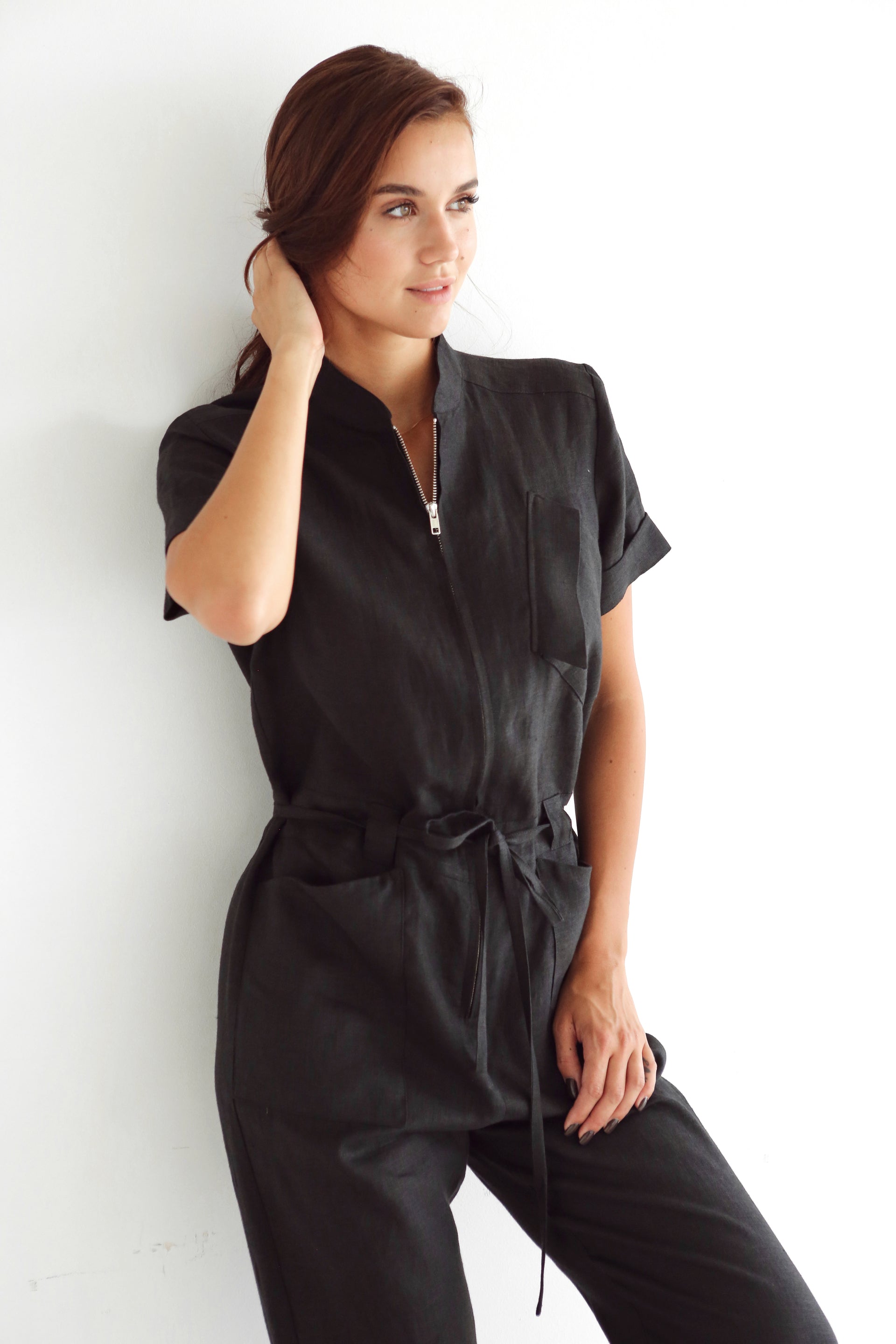 Women's Linen Jumpsuit CELOS in Black