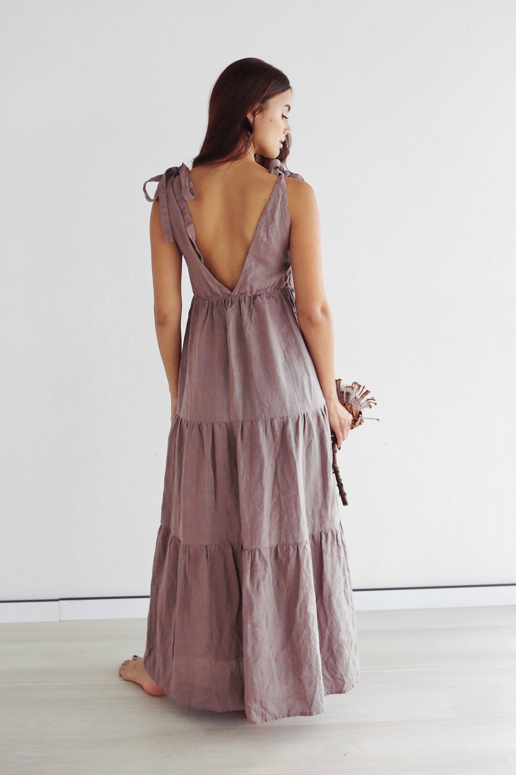 Women's Linen Sundress MELIA in Latte